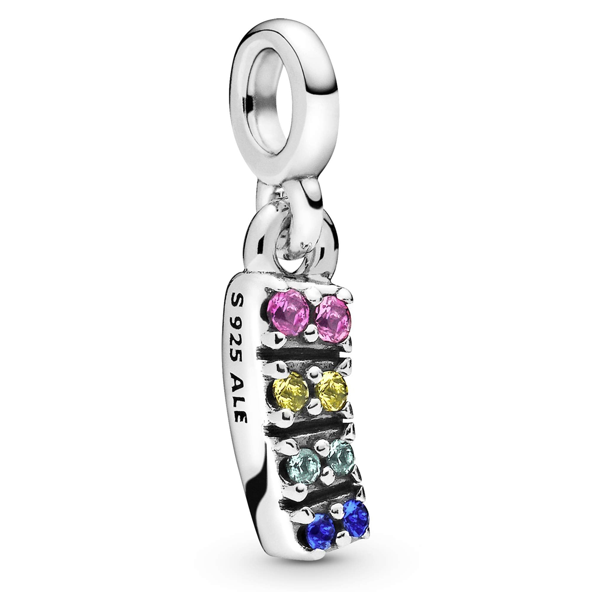 Pandora Jewelry Rainbow Dangle Green, Cerise, Blue, and Yellow Crystal Charm in Sterling Silver - JOY2ESpree