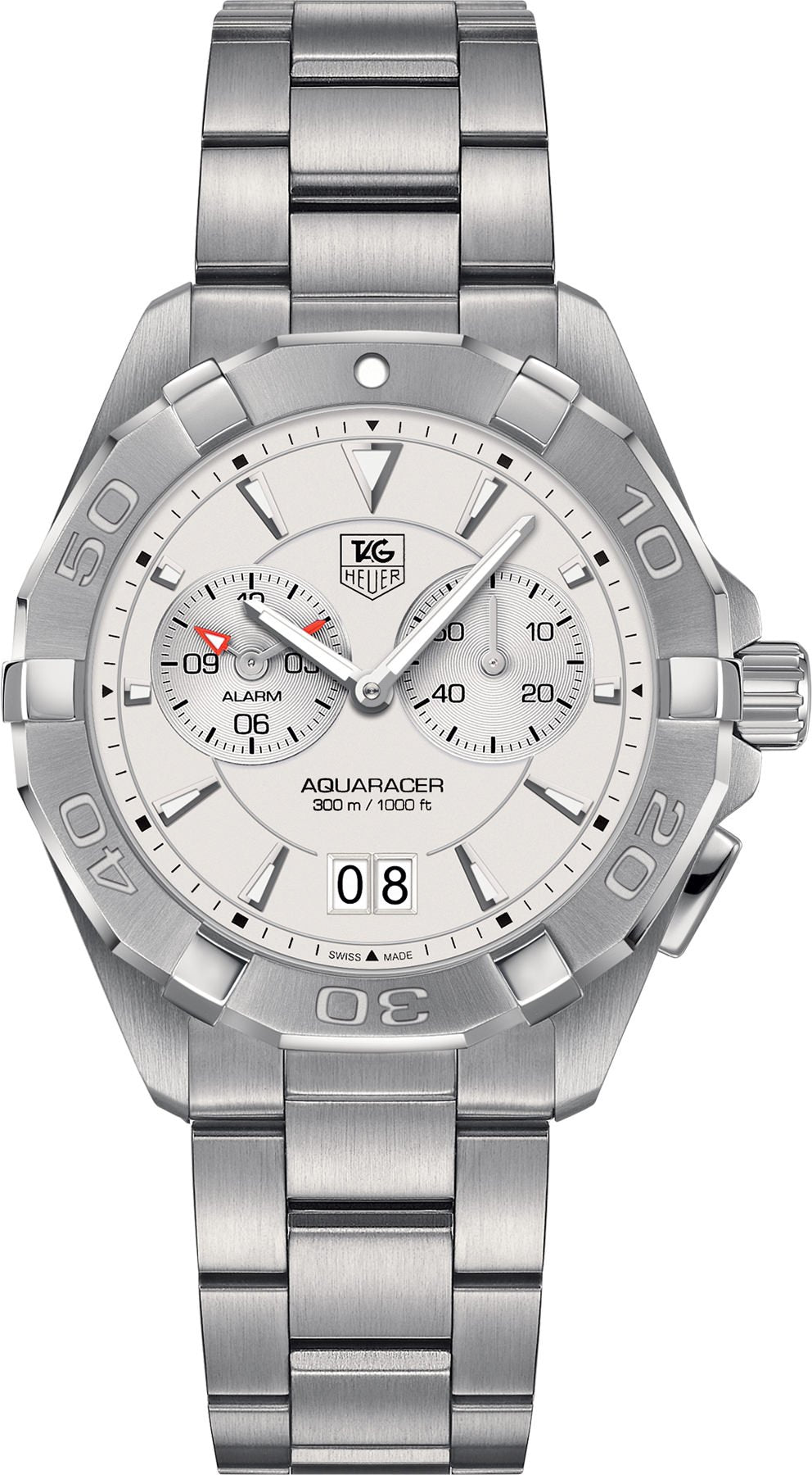Tag Heuer Aquaracer Chronograph Silver Opalin Dial Stainless Steel Mens Watch WAY111Y.BA0928