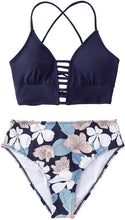 
                        
                          Load image into Gallery viewer, CUPSHE Women’s Bikini Swimsuit Floral Print Lace Up Strappy Two Piece Bathing Suit
                        
                      