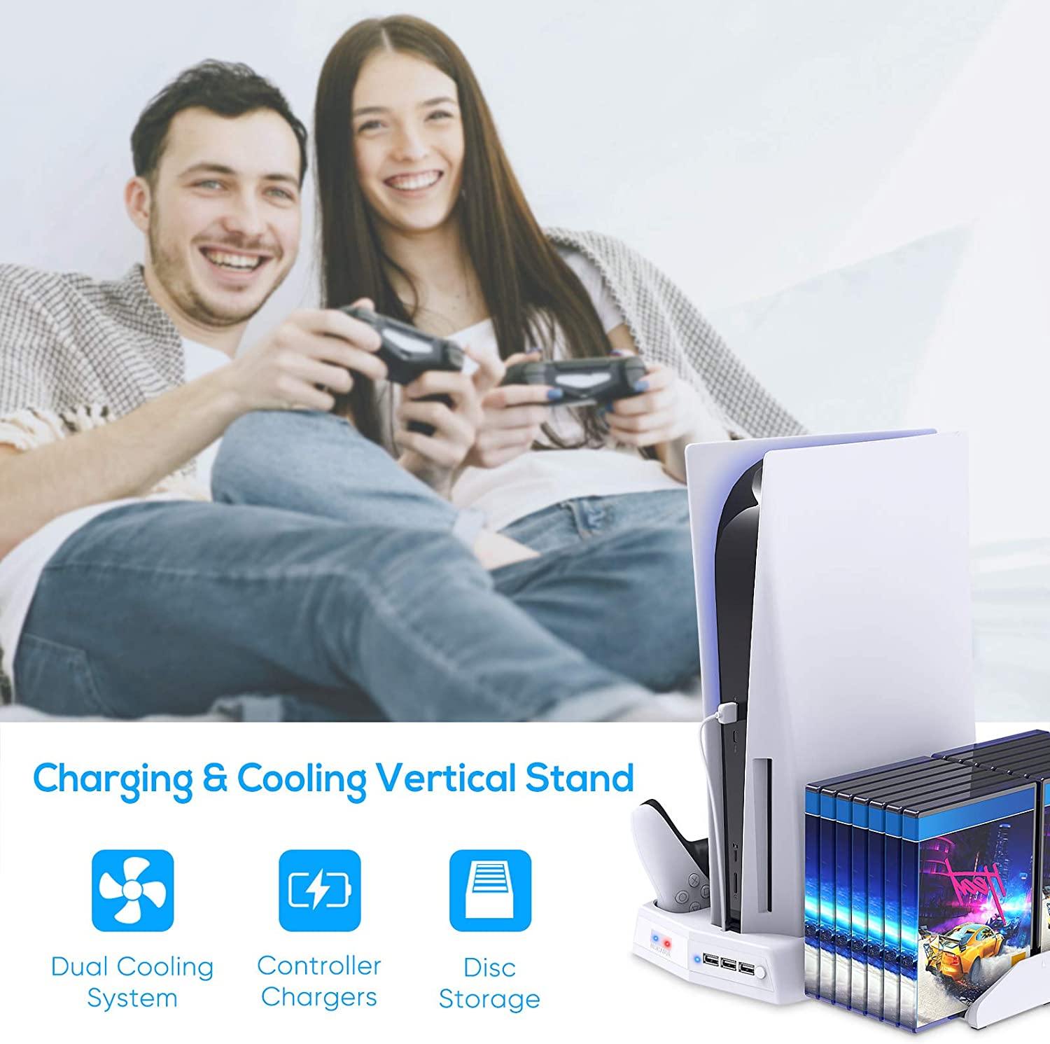 Vertical Charging Stand for PS5 Controllers with Cooling Fan - JOY2ESpree
