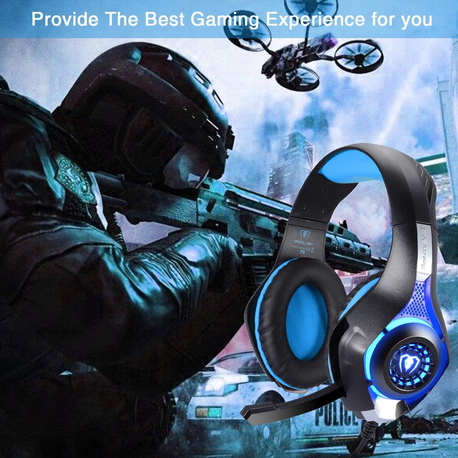 BlueFire Stereo Gaming Headset for Playstation 4 PS4 Over-Ear Headphones with Mic and LED Lights for Xbox One, PC, Laptop(Green) - JOY2ESpree