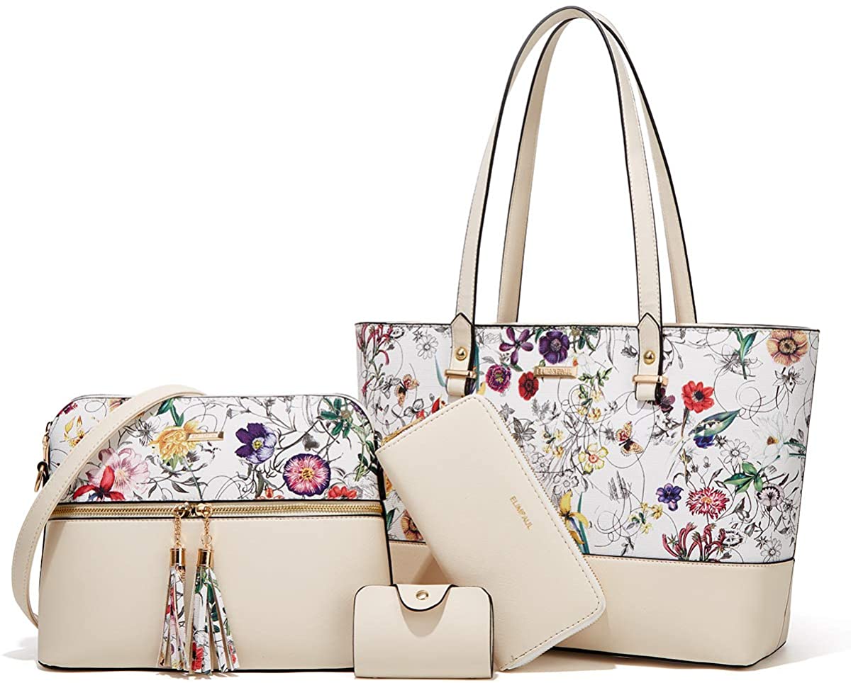 Women Fashion Handbags Wallet Tote Bag Shoulder Bag Top Handle Satchel Purse Set 4pcs