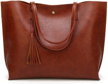 
                        
                          將圖片載入圖庫檢視器 Women's Soft Faux Leather Tote Shoulder Bag from Dreubea, Big Capacity Tassel Handbag
                        
                      