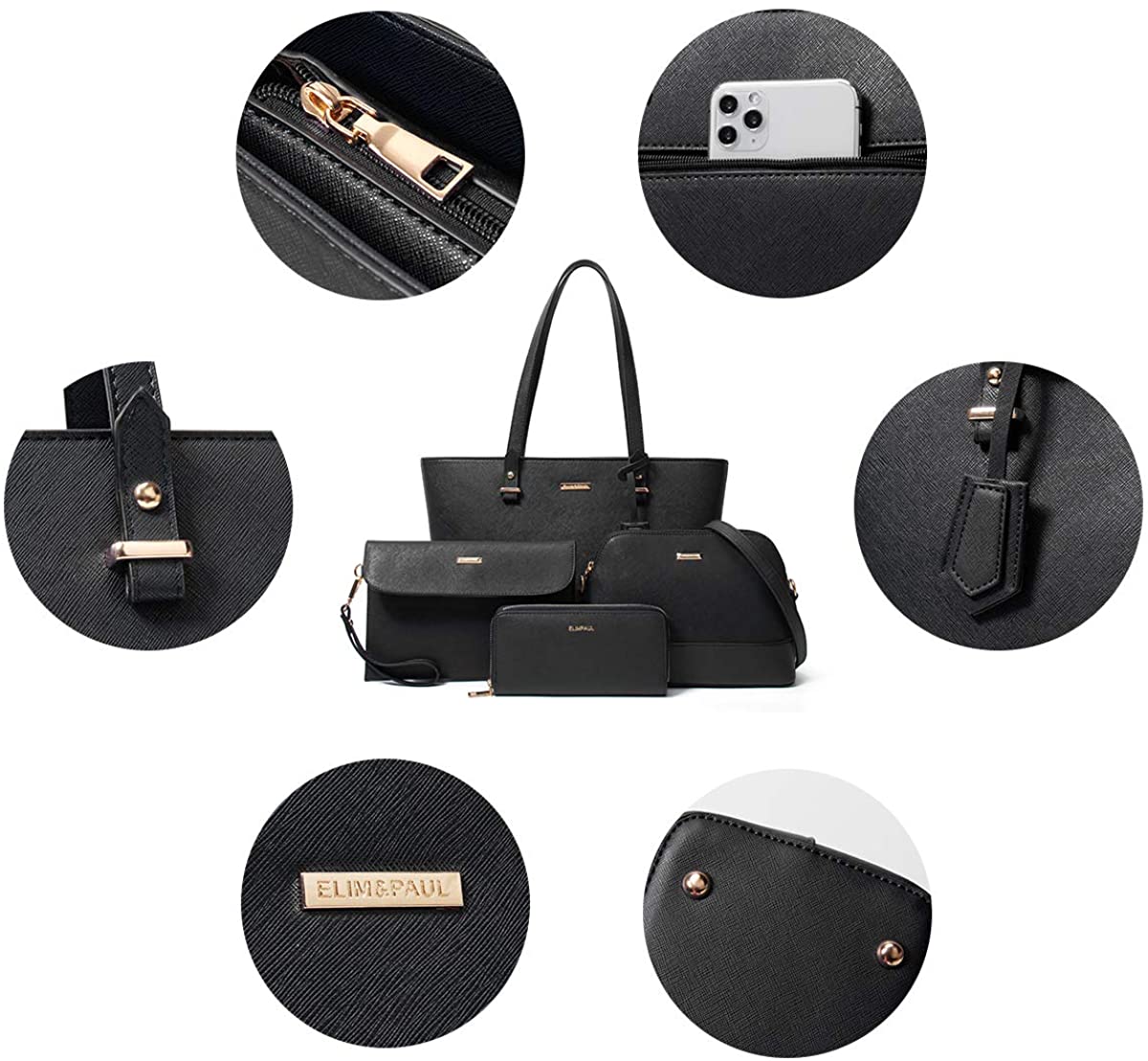 Women Fashion Handbags Wallet Tote Bag Shoulder Bag Top Handle Satchel Purse Set 4pcs