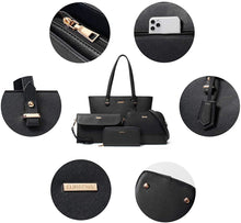 
                        
                          Load image into Gallery viewer, Women Fashion Handbags Wallet Tote Bag Shoulder Bag Top Handle Satchel Purse Set 4pcs
                        
                      
