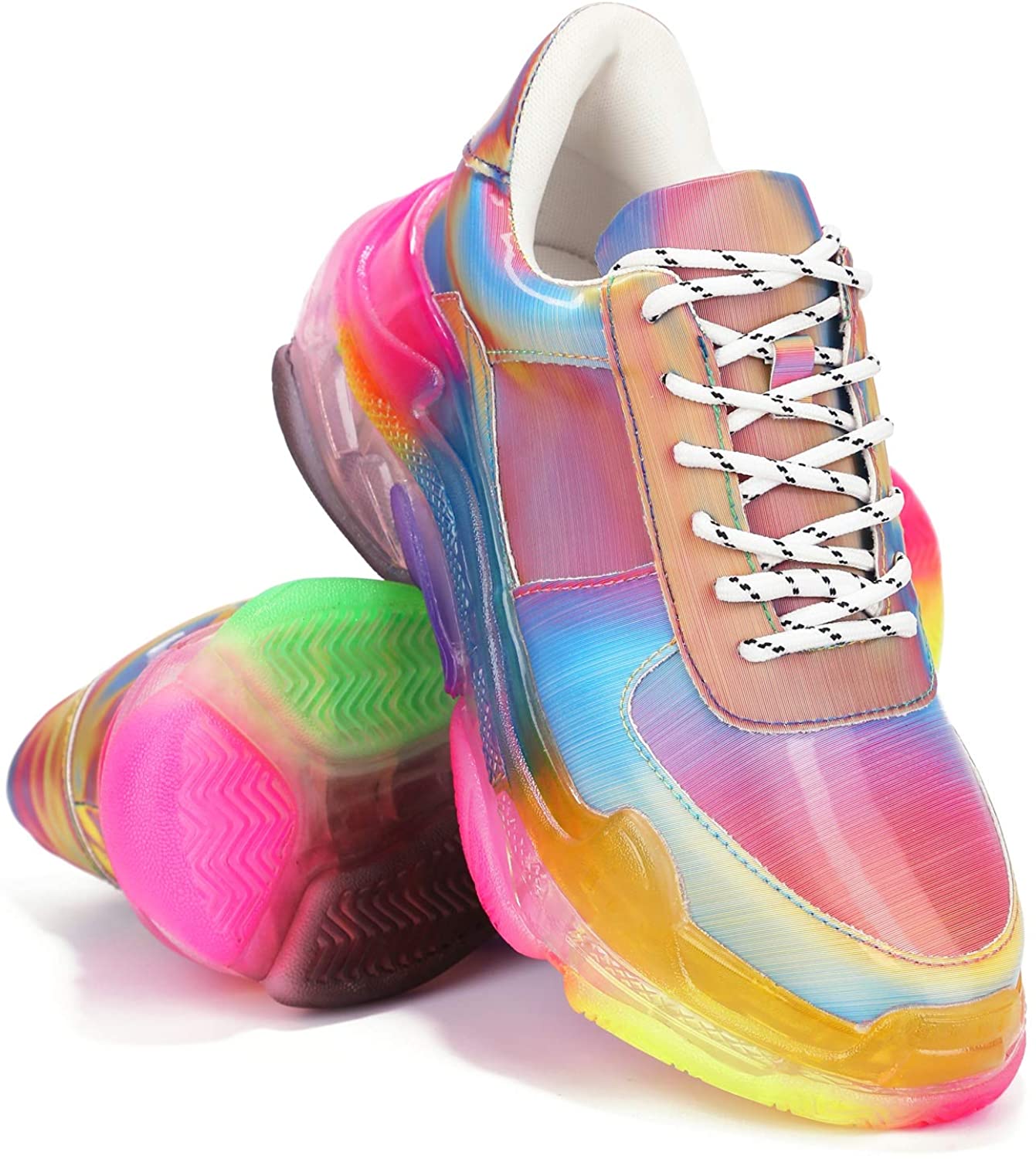 Cape Robbin Presents MDT Cyber Sneakers for Women, Wedge Fashion Sneaker Shoes for Women with Chunky Block Heels