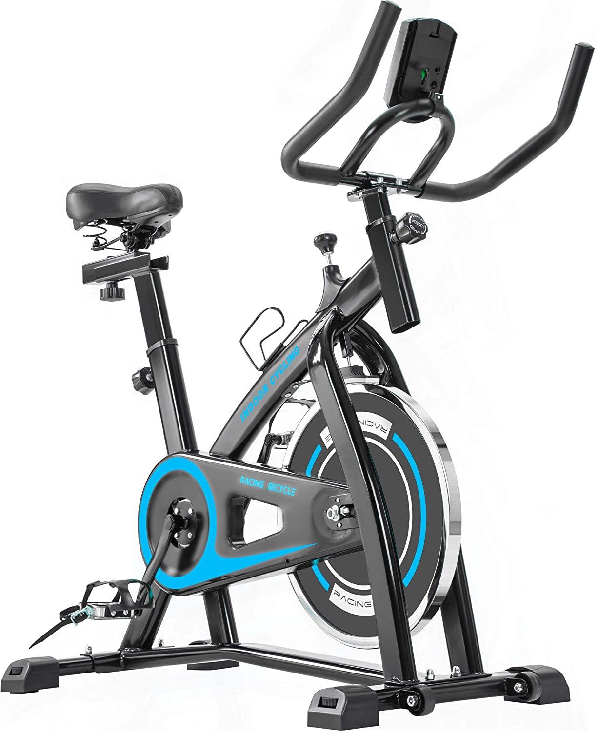 Exercise bike,Stationary Indoor Cycling Bike for Home Cardio Workout, Belt Drive Exercise Bicycle with LCD Monitor,Max Weight Capacity 330 LBS - JOY2ESpree