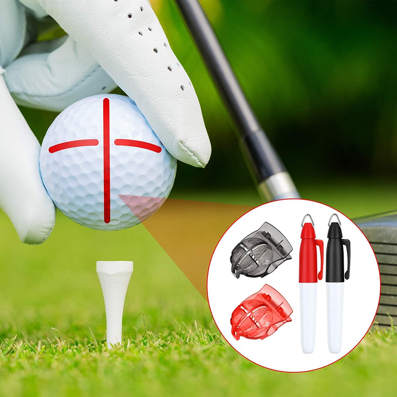 WILLBOND 2 Pieces Golf Ball Line Liner Drawing Marking Alignment Putting Tool and 2 Pieces Golf Ball Marker Pen, 4 Pieces Totally - JOY2ESpree