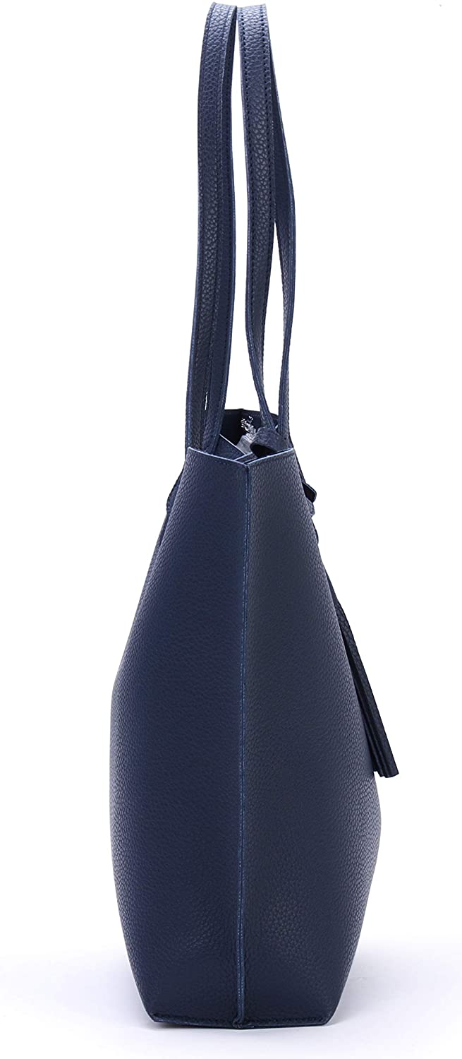 Minimalist Clean Cut Pebbled Faux Leather Tote Womens Shoulder Handbag