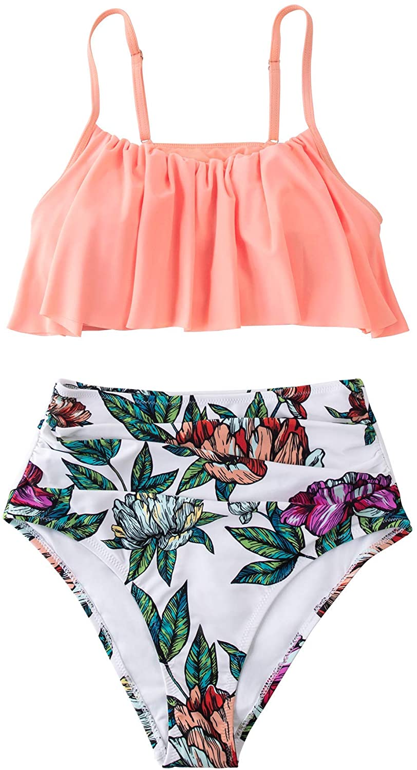 CUPSHE Women's High Waisted Falbala Bikini Set