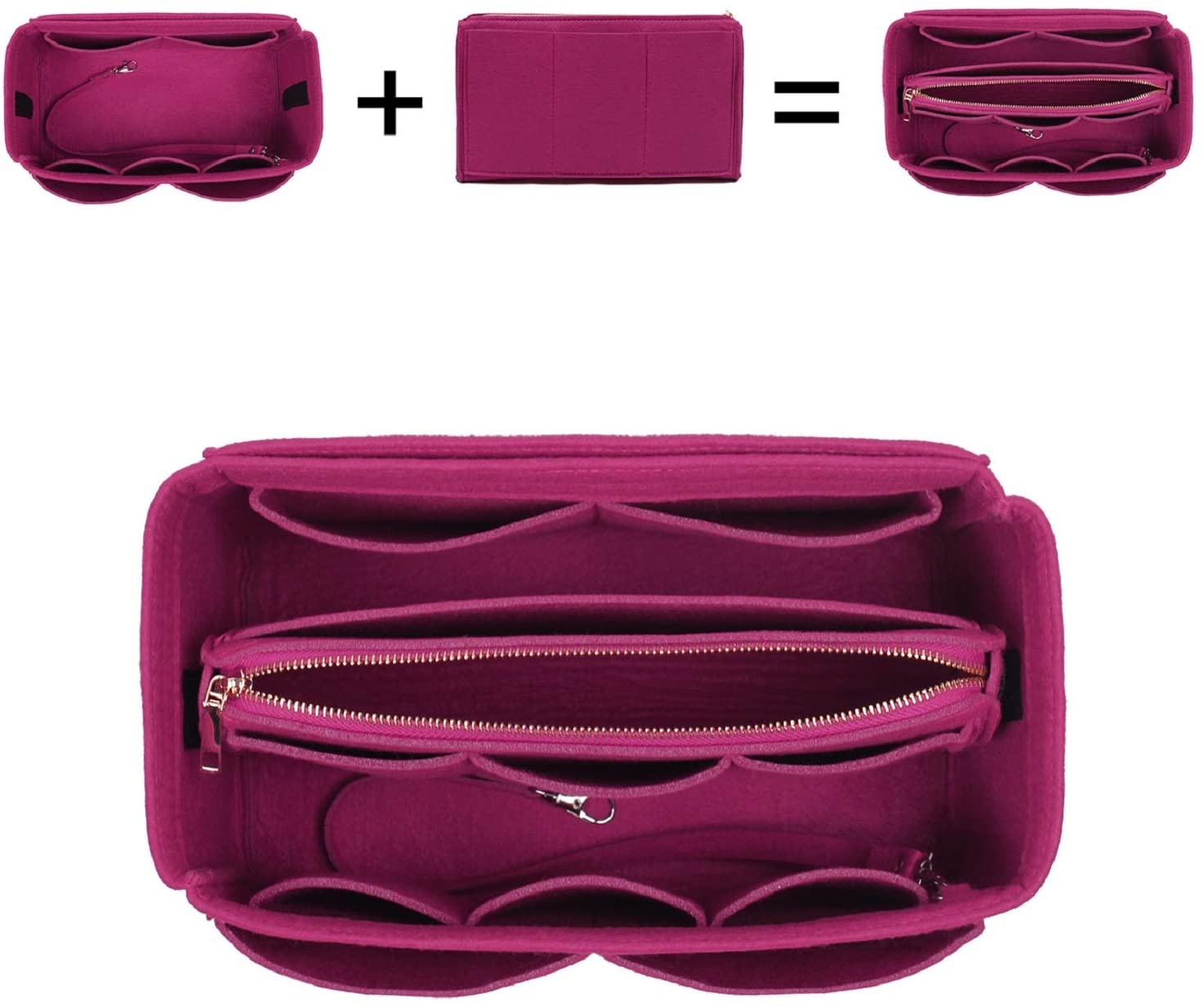 Purse Organizer Insert, Bag Organizer, Bag in Bag, Perfect for Speedy Neverfull and More, 5 Size (X-Large, Black)