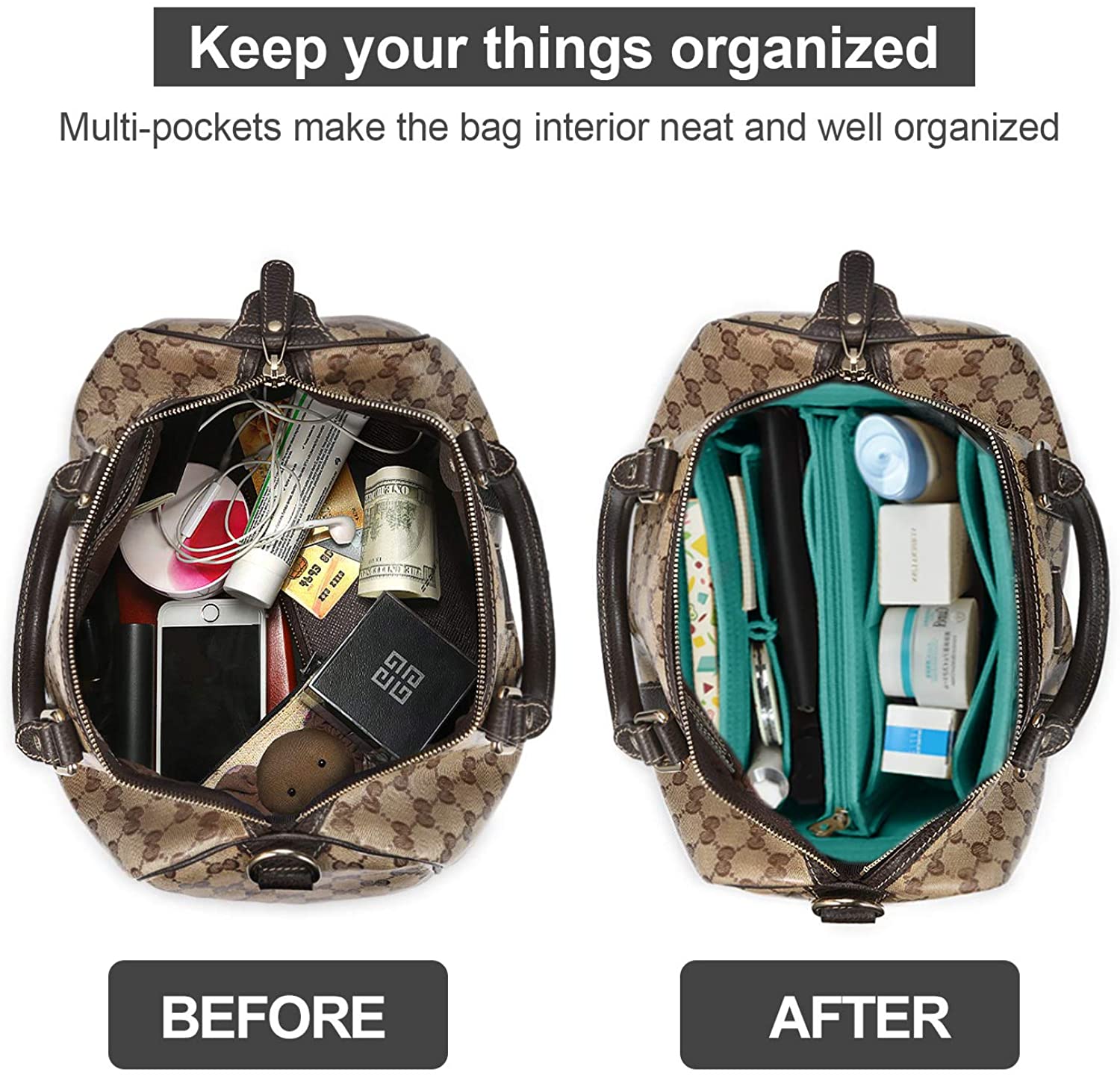 Purse Organizer Insert, Handbag & Tote Organizer, Bag in Bag, Perfect for Speedy Neverfull and More