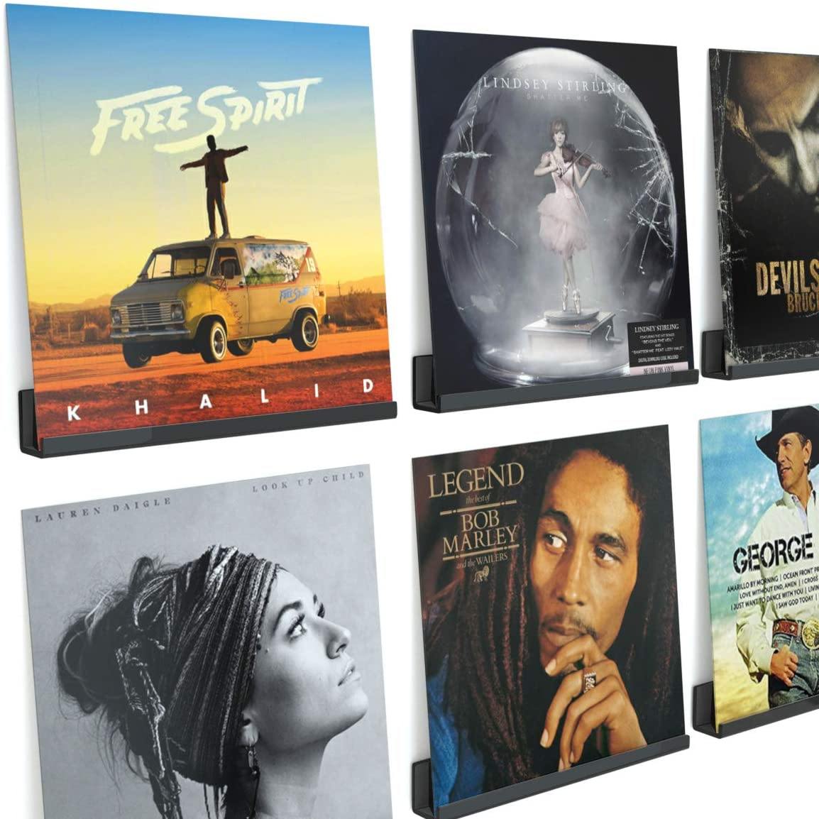 NIUBEE Black Vinyl Record Shelf Wall Mount 6 Pack - JOY2ESpree
