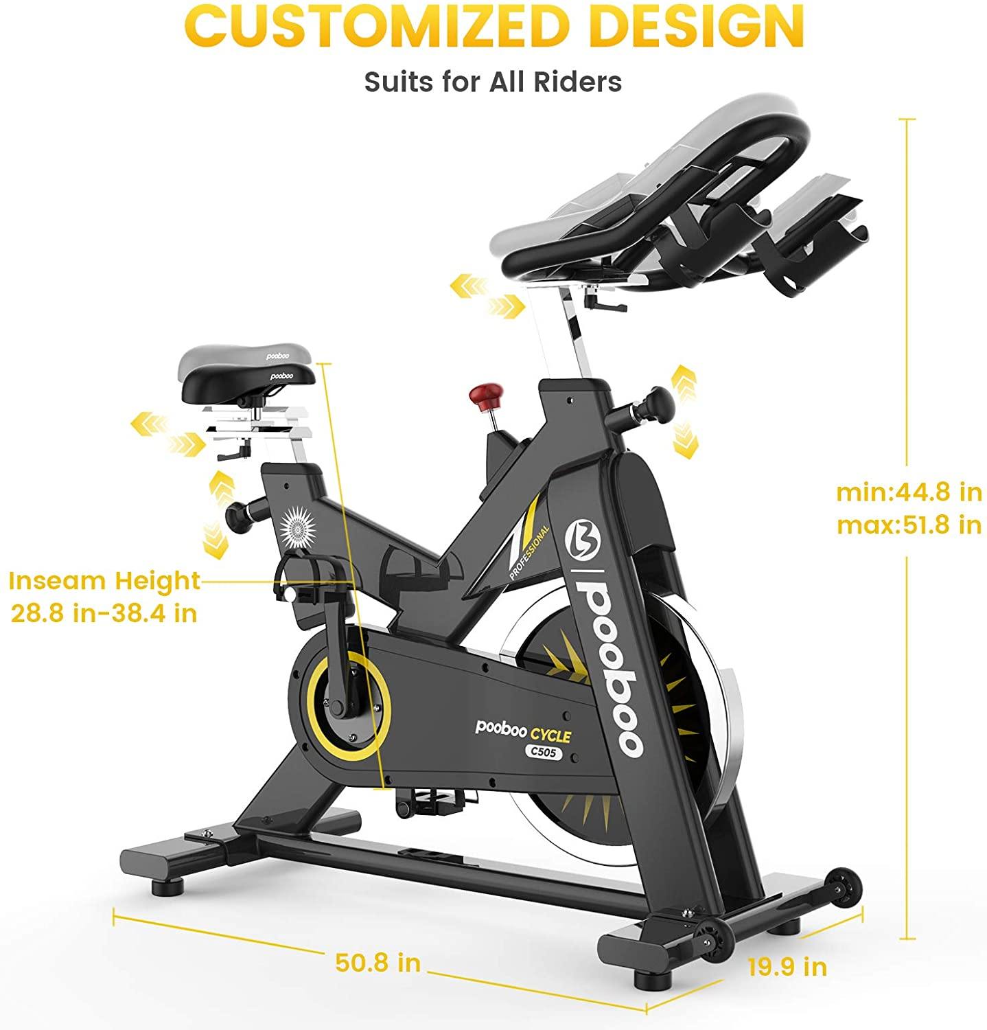 pooboo Exercise Bike Indoor Cycling Bike Stationary Bike-Belt Drive Cardio Bike with 44LBS Flywheel - JOY2ESpree