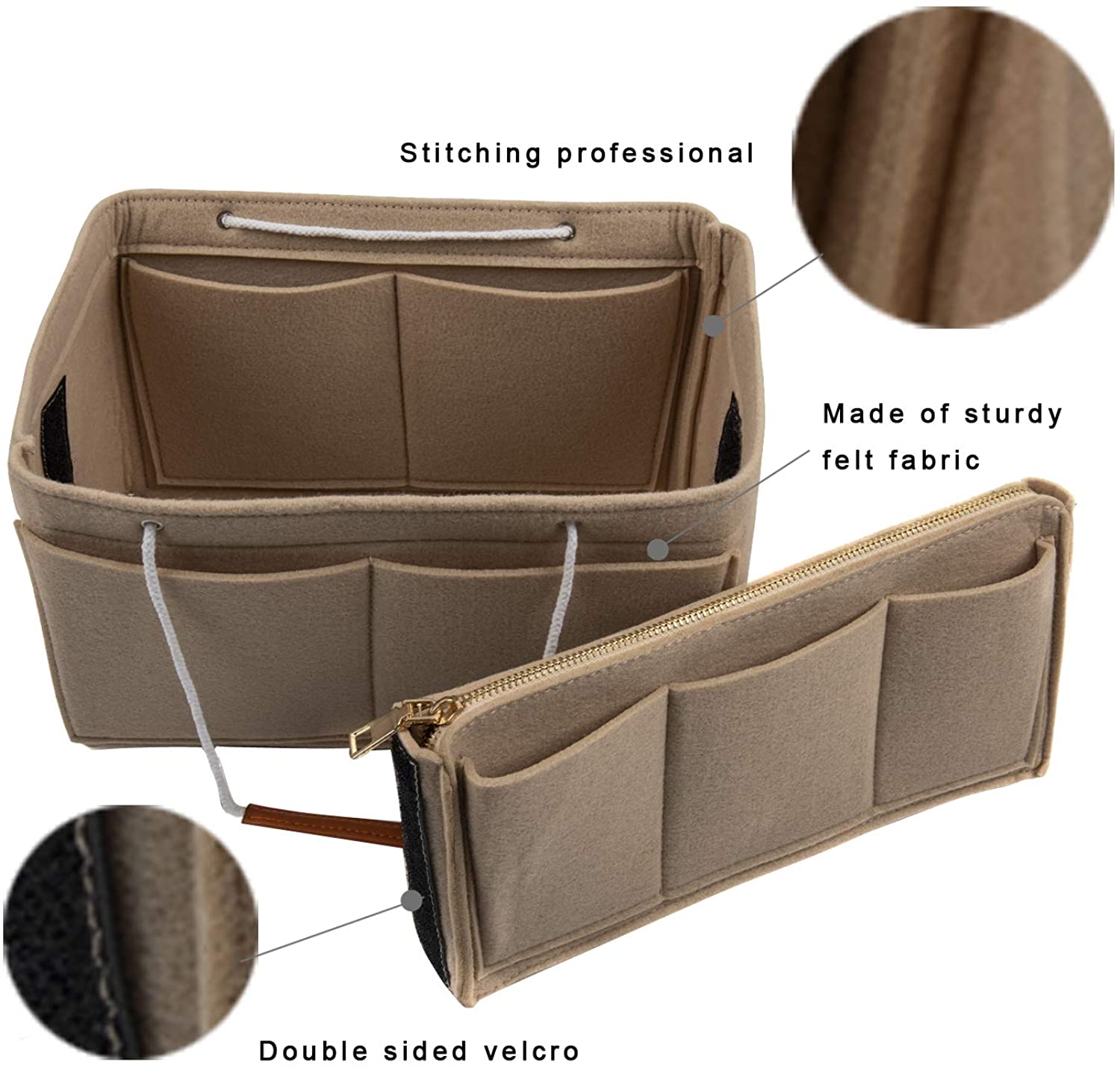Purse Bag Organizer Insert with Lots of Different Size Spaces Divider Shaper for Speedy Shoulder Hobo Bag Keep Stuff Organized