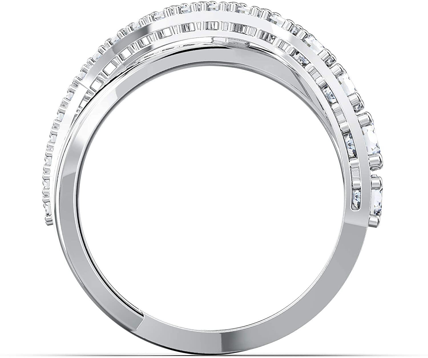 SWAROVSKI Women's Twist Ring Collection, Rhodium Finish, Clear Crystals - JOY2ESpree