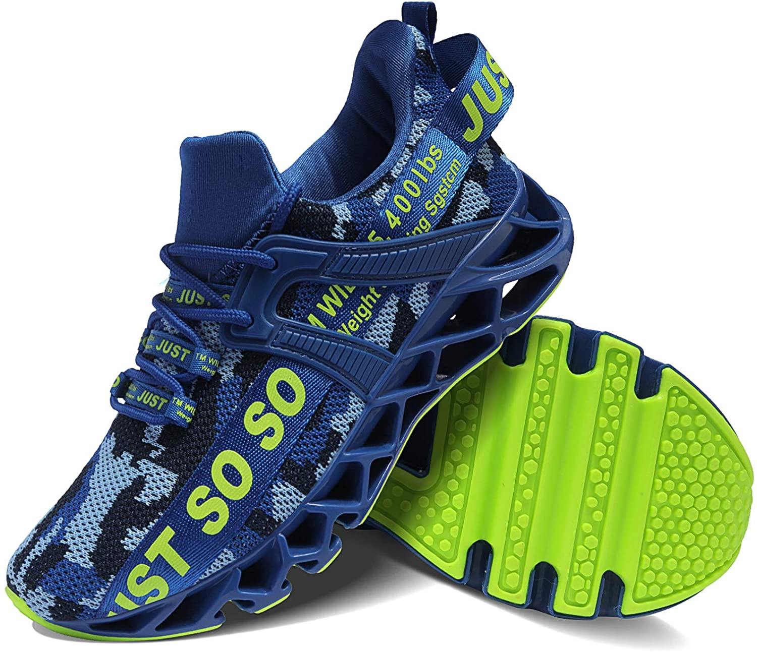 JSLEAP Mens Running Shoes Walking Non Slip Blade Type Sneakers