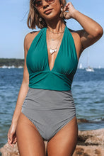 
                        
                          Load image into Gallery viewer, CUPSHE Women's One Piece Swimsuit Halter Plunge Neck Ruched Tummy Control Bathing Suits
                        
                      