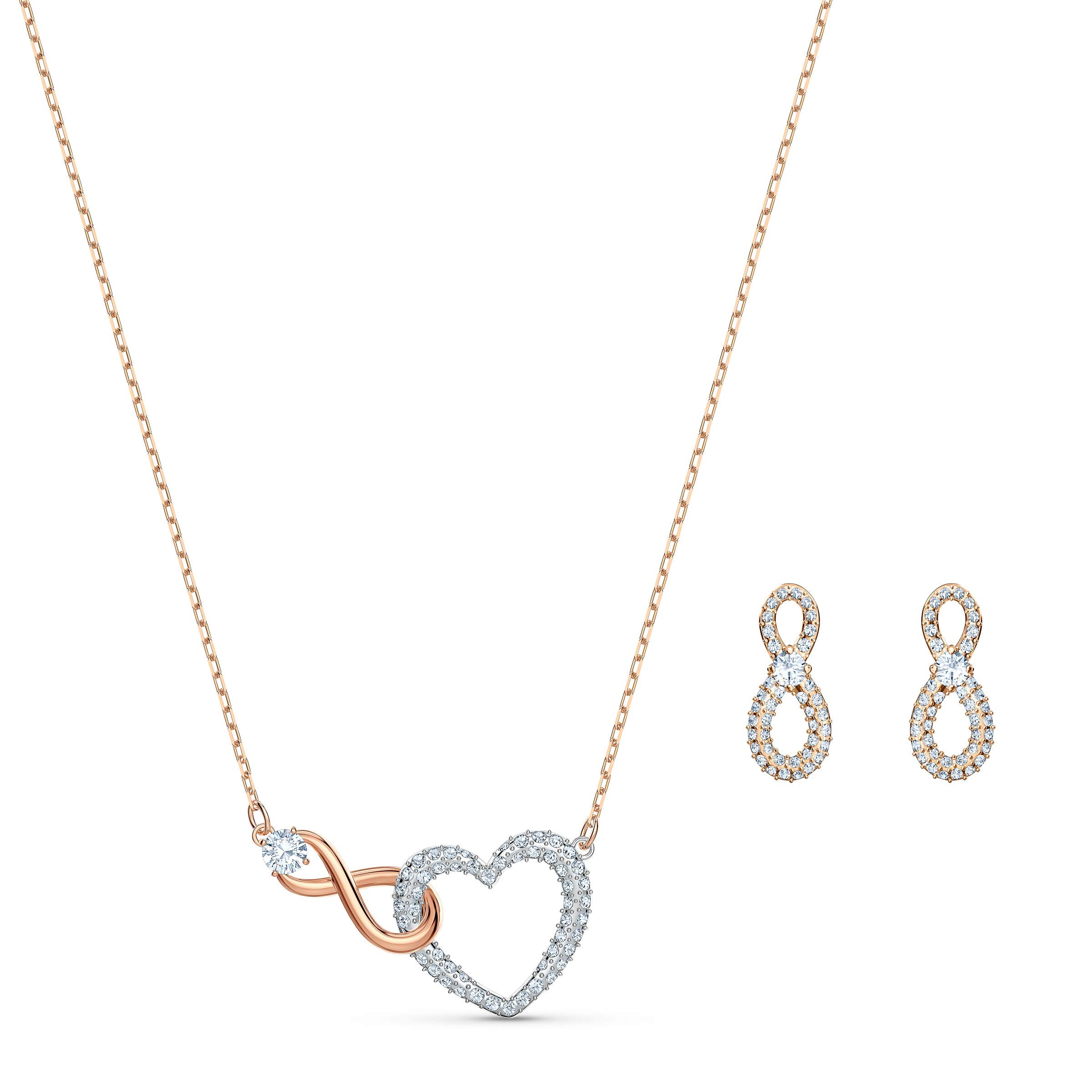 SWAROVSKI Women's Infinity Jewelry Set Collection, Rose Gold Tone & Rhodium Finish, Clear Crystals - JOY2ESpree