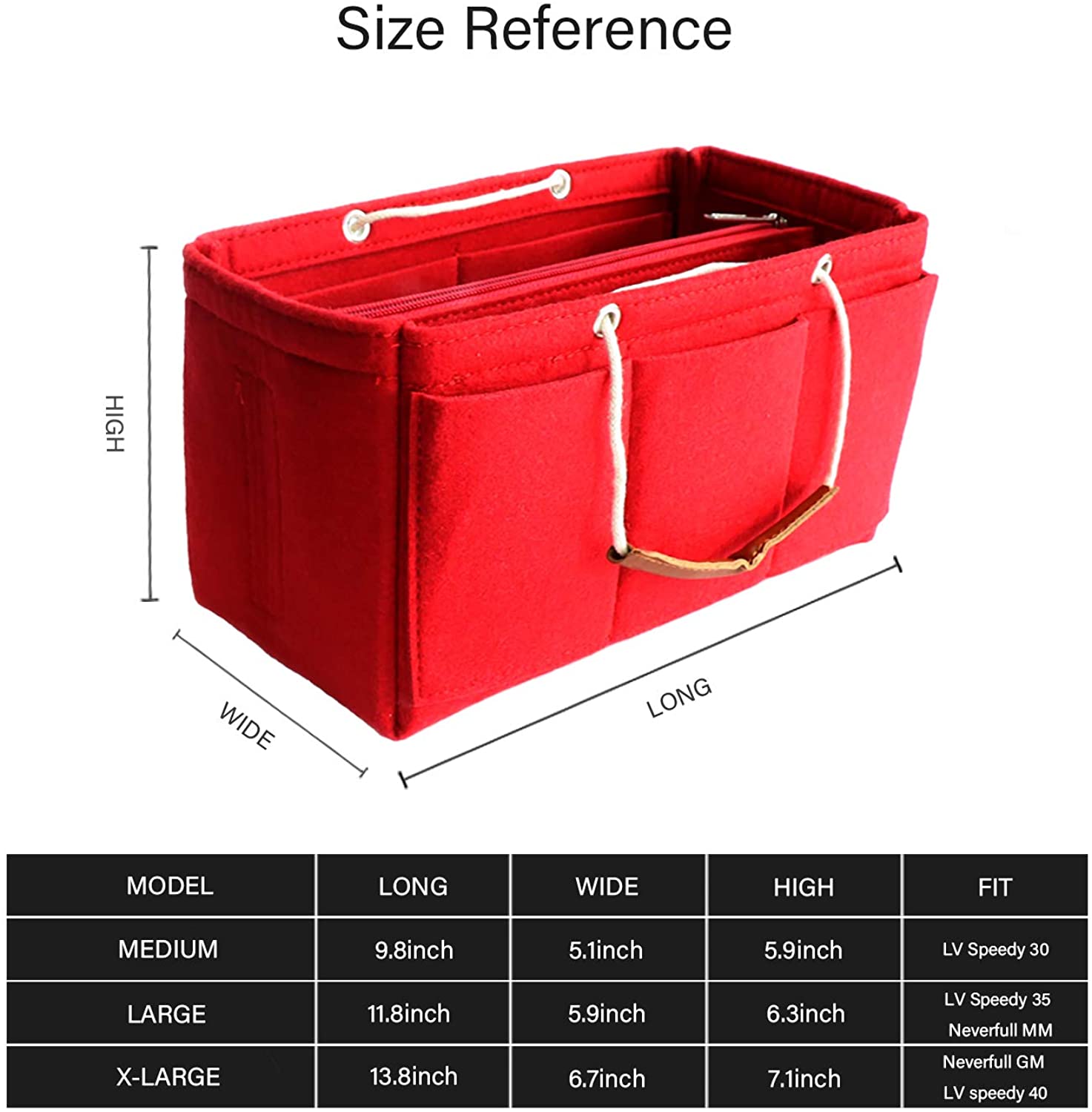 MISIXILE Felt Insert Bag Organizer - 2in1, Bag In Bag Tote Purse Organizer with Handles for Speedy Neverfull Longchamp