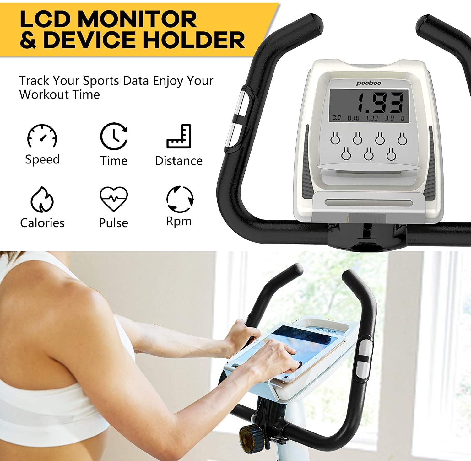 JKANGFIT Exercise Bike Stationary Bikes with 8-Level Magnetic Resistance and LCD Monitor, Indoor Cycling Bike 300 LB Capacity Upright Workout Bike - JOY2ESpree