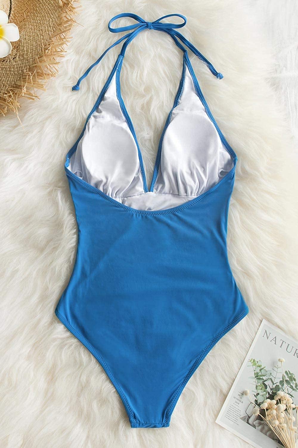 CUPSHE Women's One Piece Swimsuit Tummy Control V Neck Two Piece Bathing Suits - JOY2ESpree