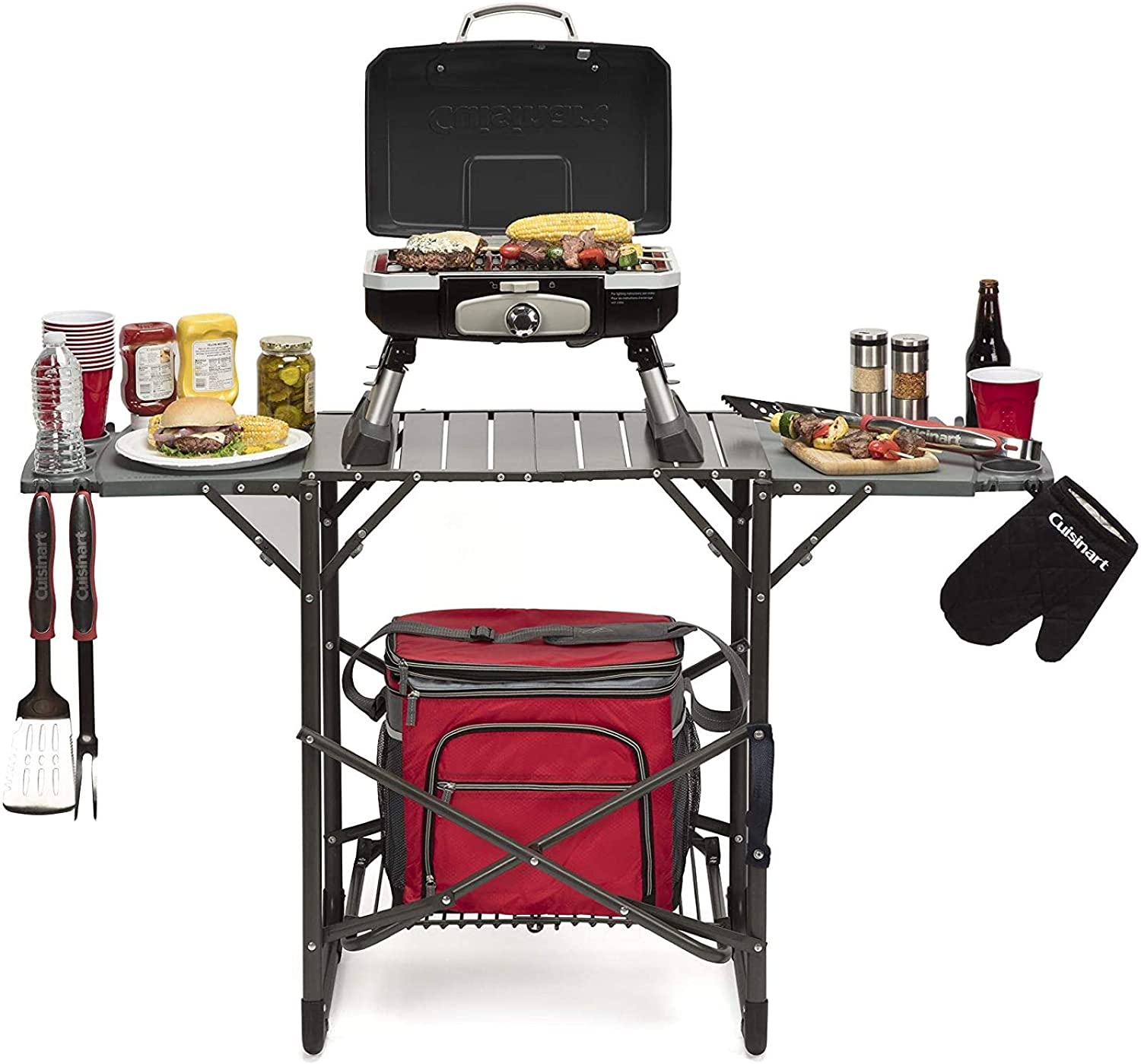 Cuisinart CGG-180T Petit Gourmet Portable Tabletop Propane Gas Grill, Red - JOY2ESpree