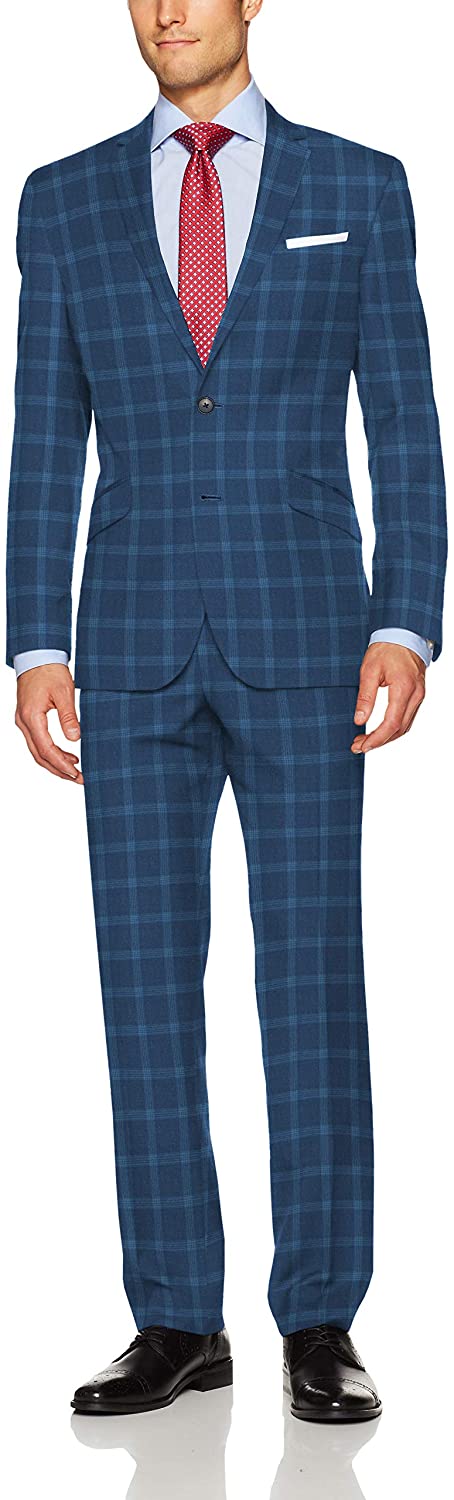 Unlisted by Kenneth Cole Men's 2 Button Slim Fit Suit with Hemmed Pant
