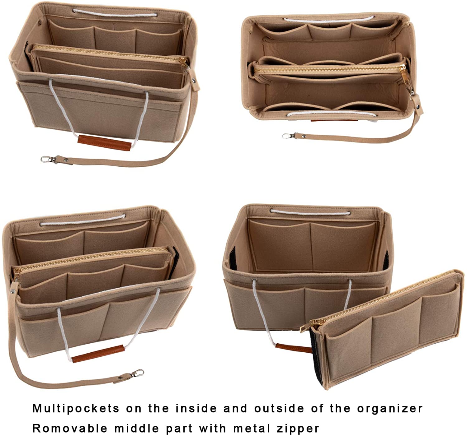 Purse Bag Organizer Insert with Lots of Different Size Spaces Divider Shaper for Speedy Shoulder Hobo Bag Keep Stuff Organized