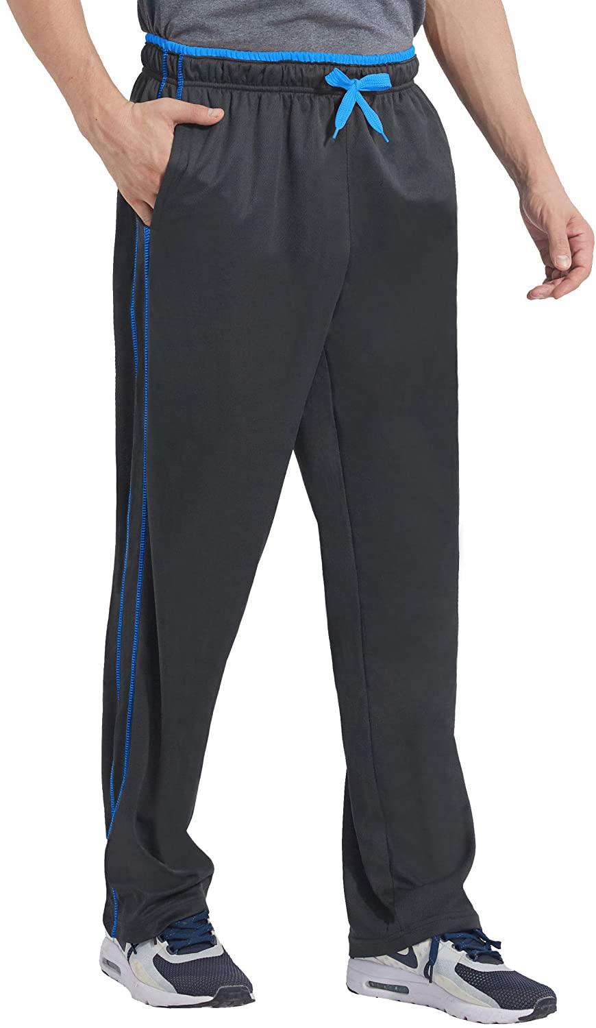 Duuluup Mens Jogger Sweatpants with Pockets Open Bottom Elastic Waist Workout Pants for Training Track Running - JOY2ESpree