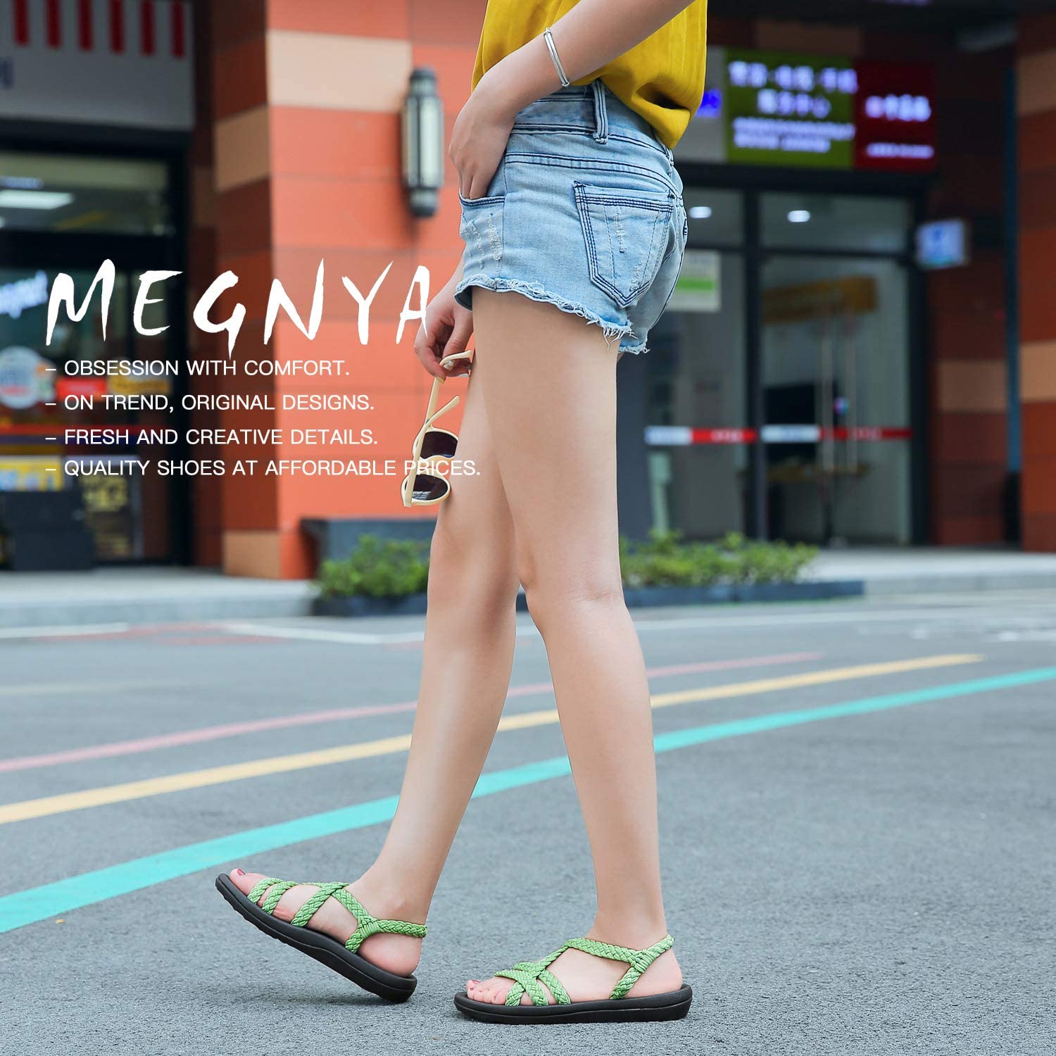 MEGNYA Women's Comfortable Walking Sandals with Arch Support Waterproof for Walking/Hiking/Travel/Wedding/Water Spot/Beach