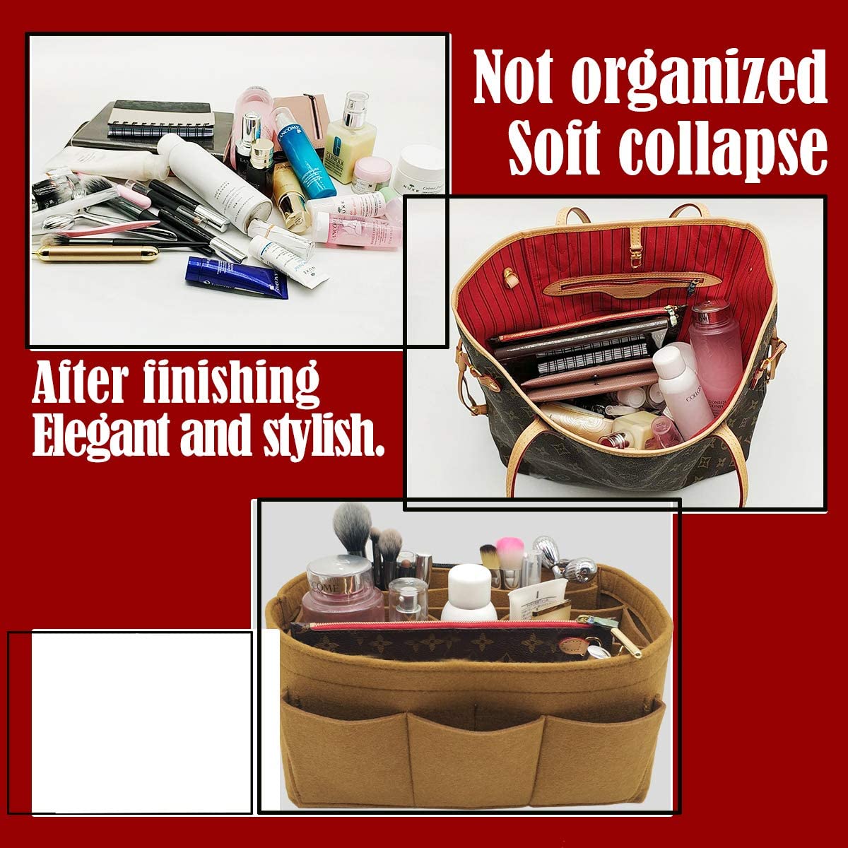 LEXSION Felt Purse Insert Bag Organizer Bag In Bag For Handbag Purse Organizer Fits Speedy Neverfull