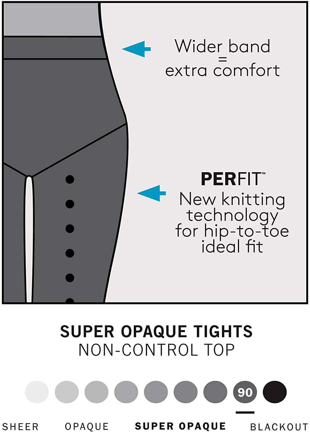HUE Women's Super Opaque Sheer to Waist Tights
