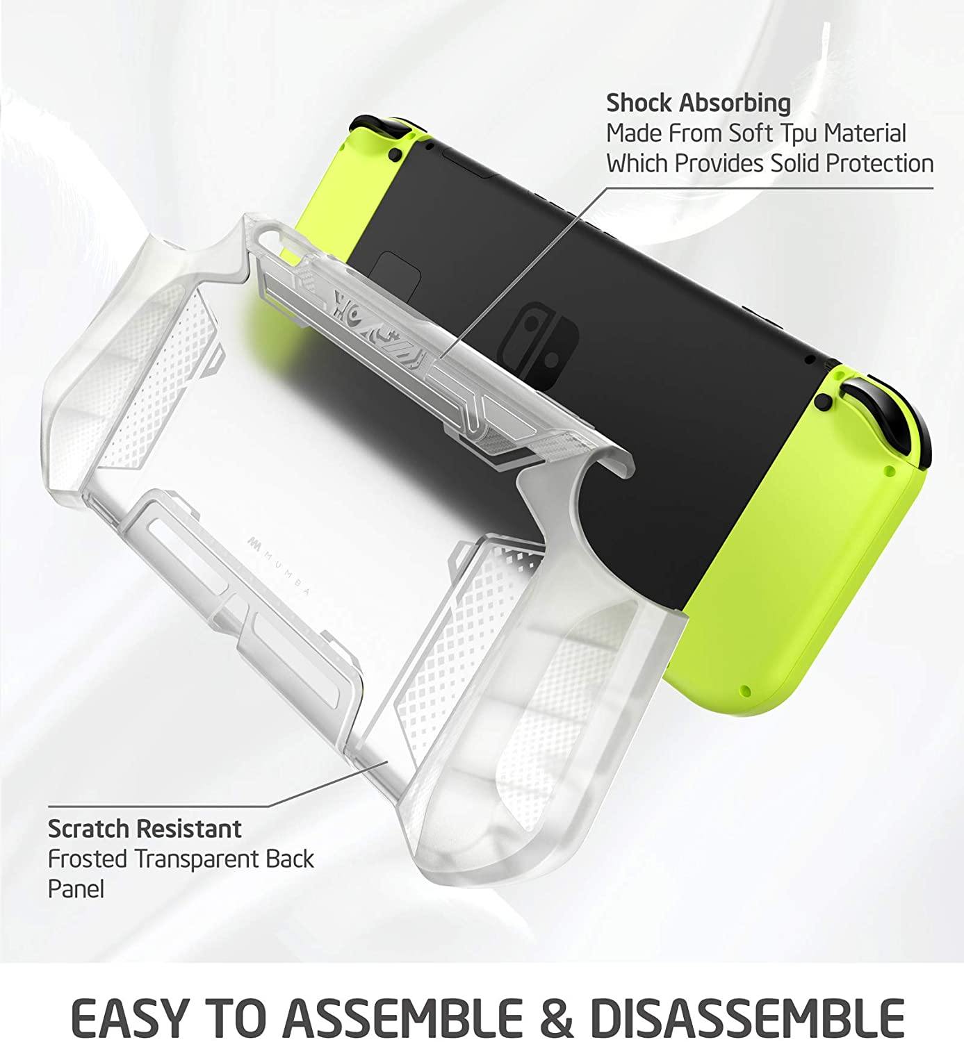 Mumba Dockable Case Compatible for Nintendo Switch, [Blade Series] TPU Grip Protective Cover Case with Ergonomic Design and Comfort Grip (Clear) - JOY2ESpree