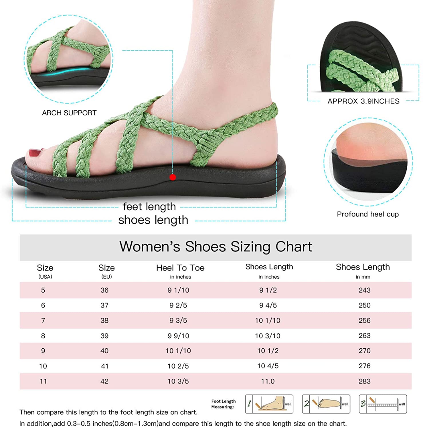 MEGNYA Women's Comfortable Walking Sandals with Arch Support Waterproof for Walking/Hiking/Travel/Wedding/Water Spot/Beach