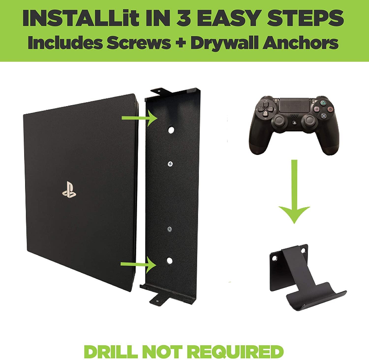 HIDEit 4 Original PS4 Wall Mount and (2) Controller Wall Mounts (PlayStation 4 Original Bundle) - JOY2ESpree