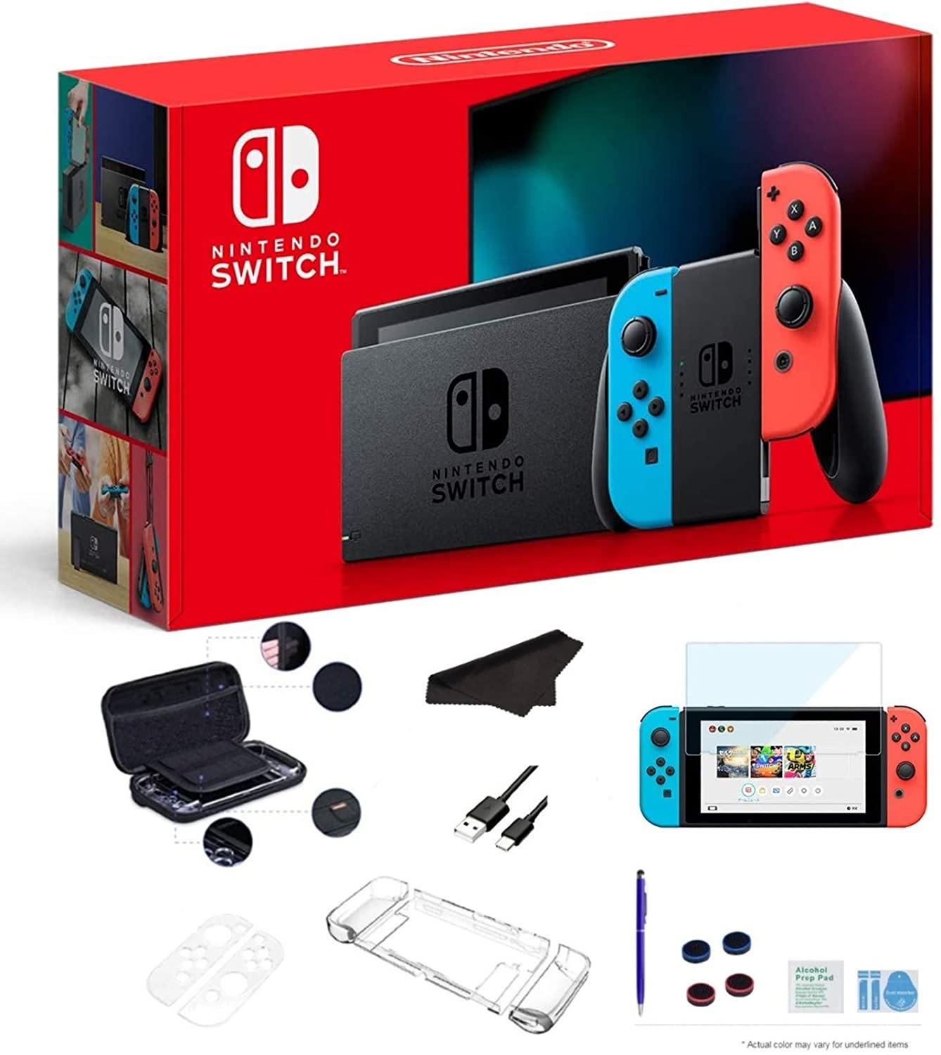 Newest Nintendo Switch Console with Neon Blue and Neon Red Joy-Con + Mario Kart 8 Deluxe - JOY2ESpree