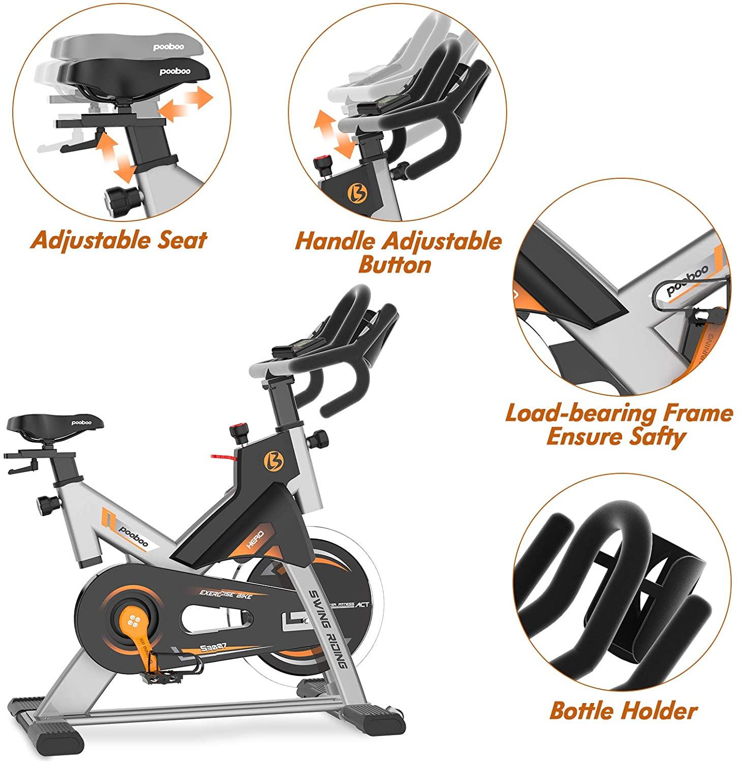 cycool Exercise Bike Indoor Stationary Cycling Bike with Comfortable Seat Cushion & LCD Monitor for Home Workout Bike Training - JOY2ESpree