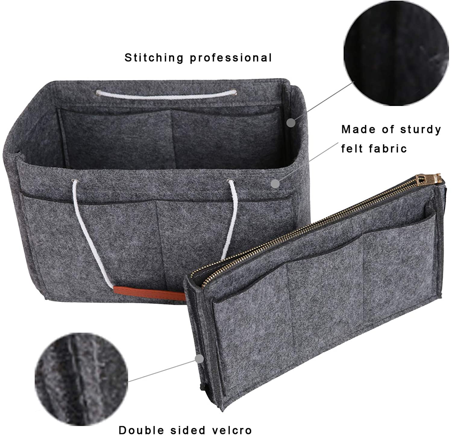 Purse Bag Organizer Insert with Lots of Different Size Spaces Divider Shaper for Speedy Shoulder Hobo Bag Keep Stuff Organized