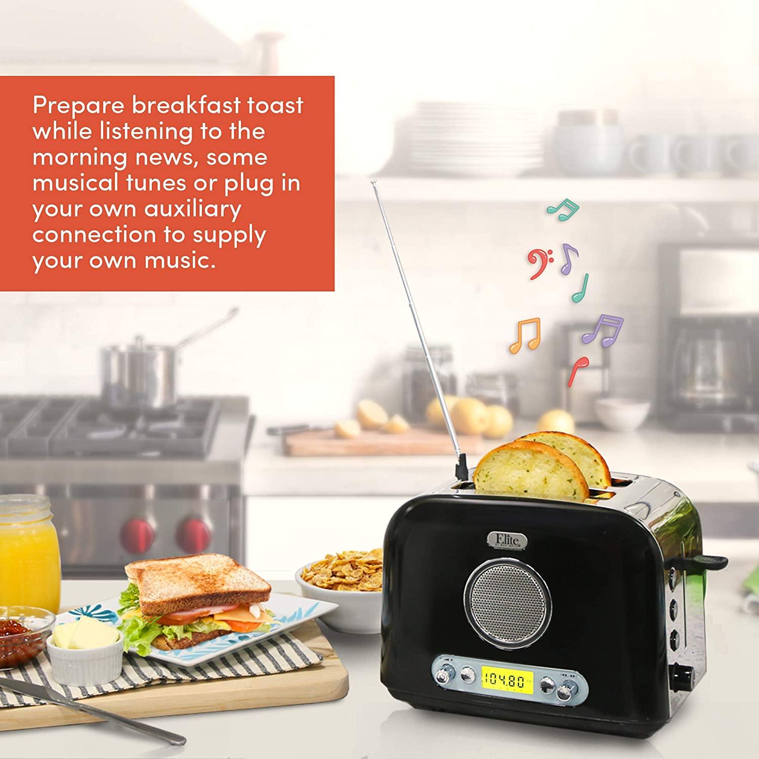 Maxi-Matic ERT-6067 Long Cool Touch 4-Slice Toaster Extra Wide 1.25" Slots for Bagels Waffles, 2, White - JOY2ESpree