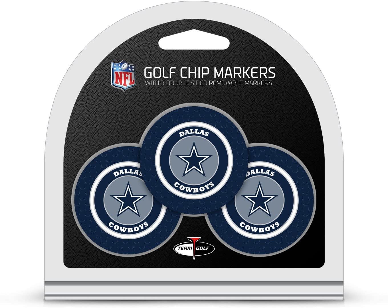 Team Golf NFL Golf Chip Ball Markers (3 Count), Poker Chip Size with Pop Out Smaller Double-Sided Enamel Markers - JOY2ESpree