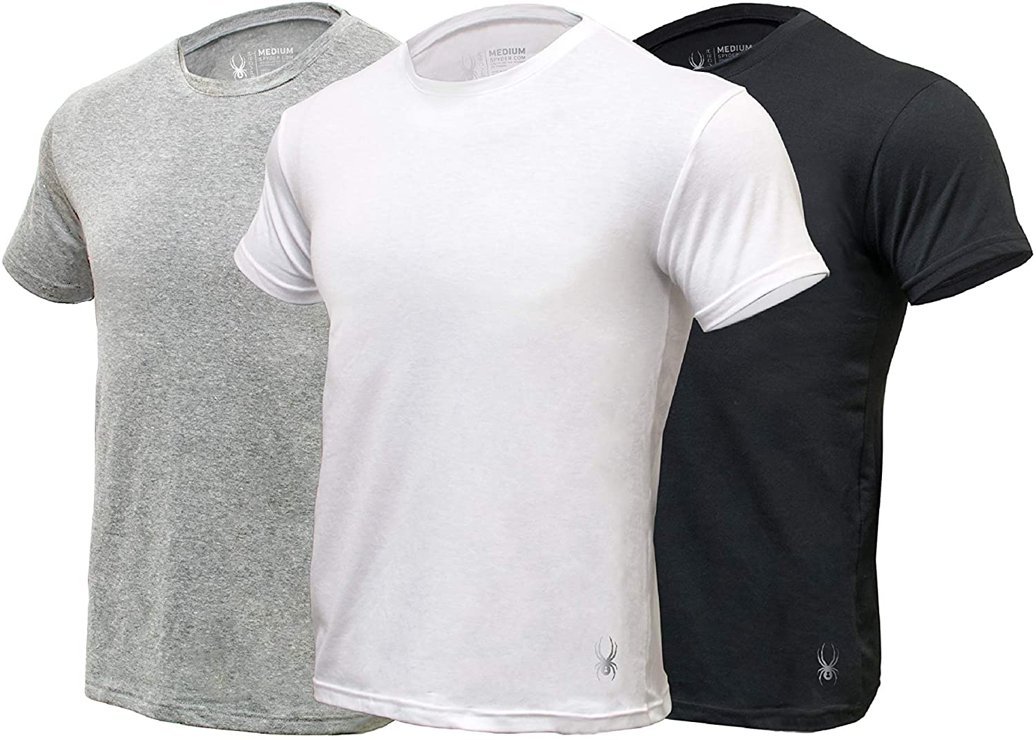 Spyder Crew Neck Mens Undershirts/Ultra Soft 95% Cotton Stretch T-Shirt