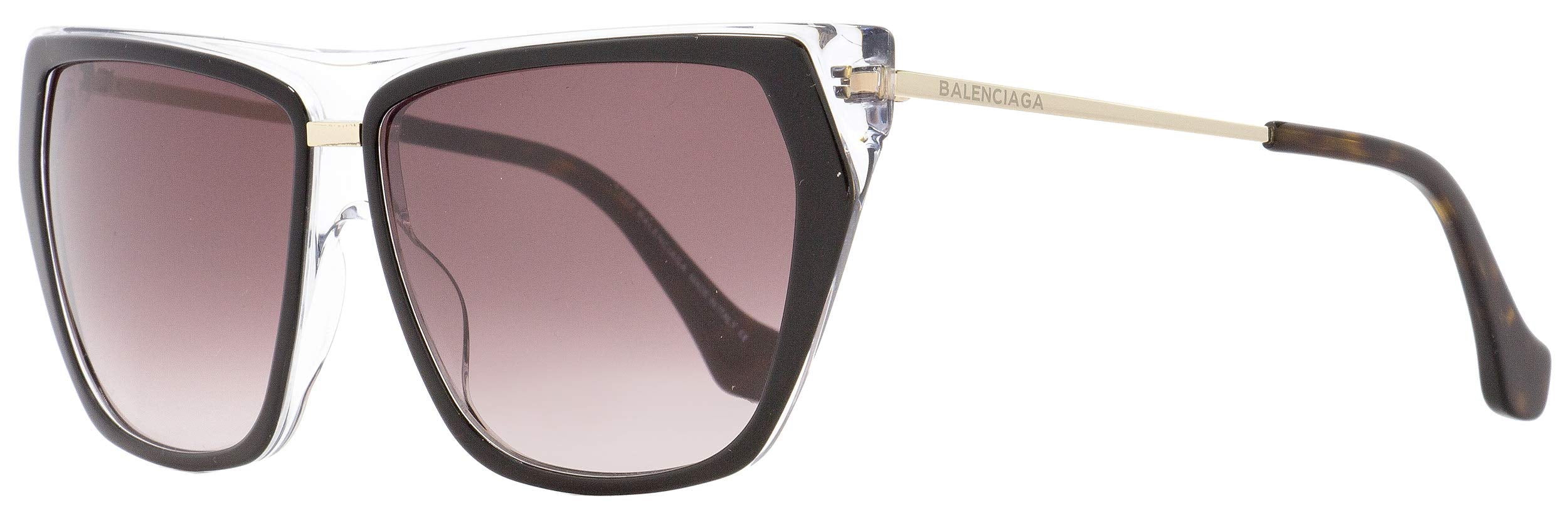 Balenciaga BA105 05T Womens Black/Clear/Gold 58 mm Sunglasses