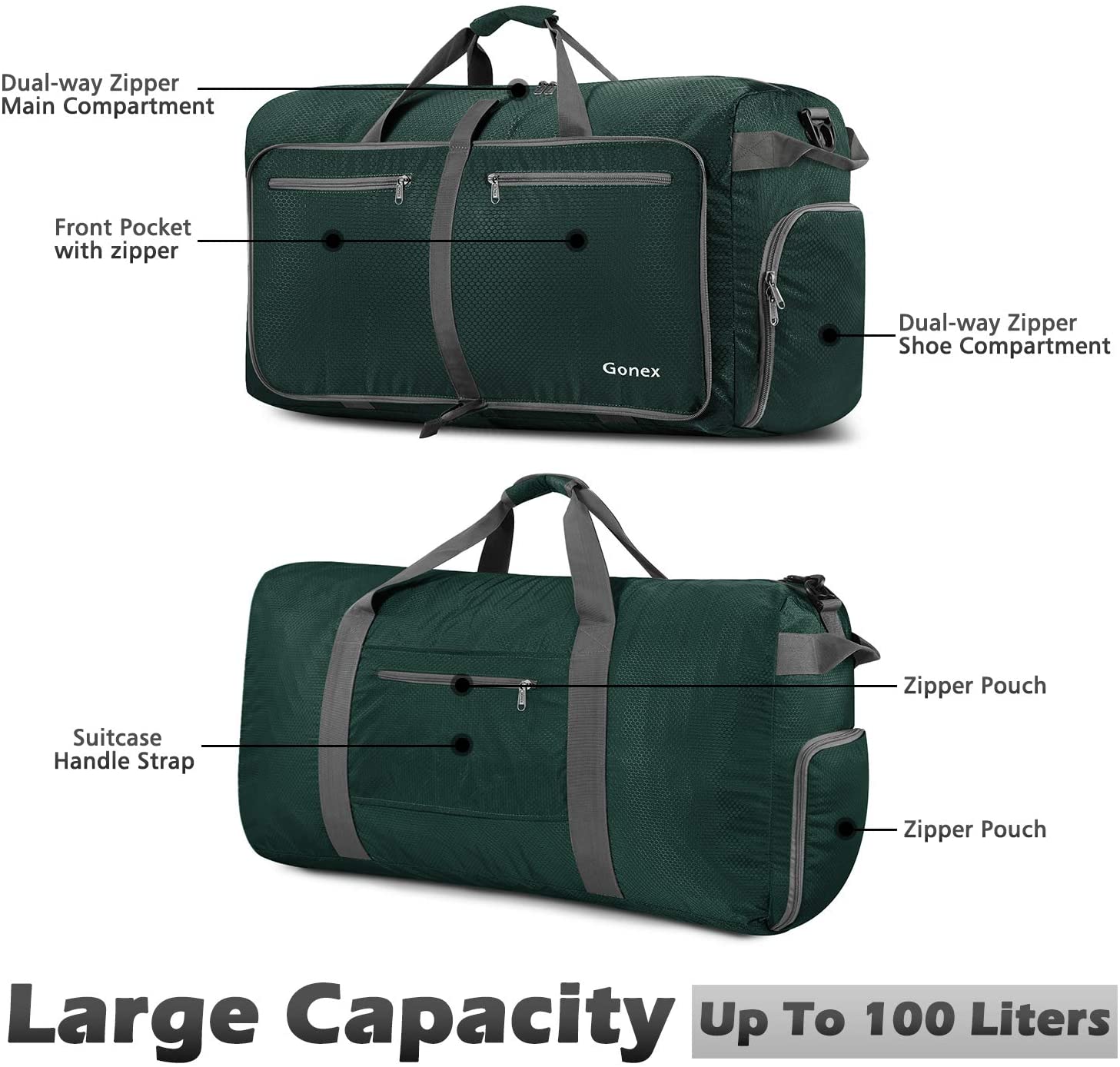 Gonex 150L Travel Duffel Bag Foldable Extra Large Duffle Bag XL Heavy Duty for Men Women for Luggage Shopping Gray