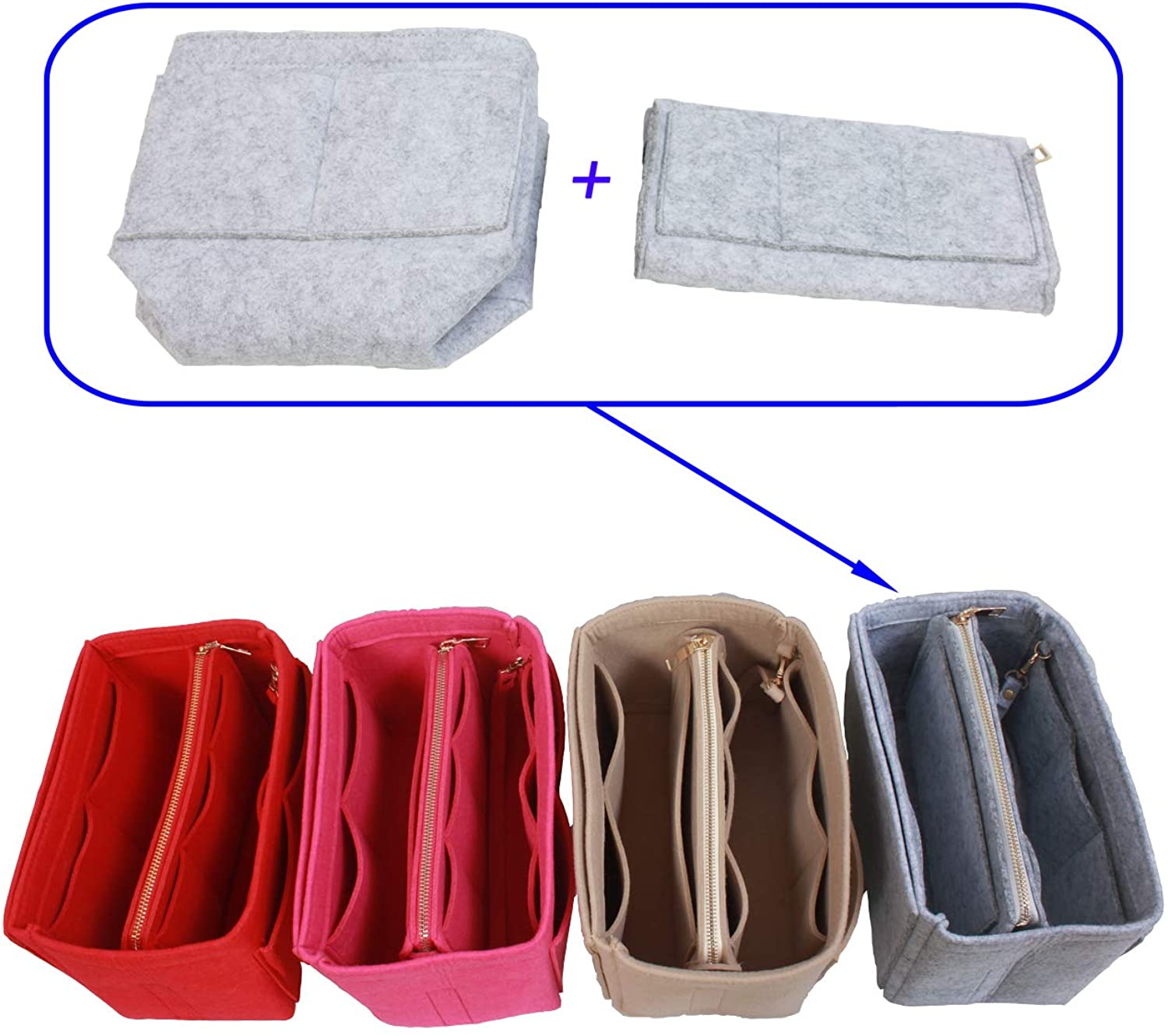 SheYang Tote Shaper, Fit LV Speedy, Longchamp, Tote & Purse Organizer Insert, Felt Bag organizer with zipper, Handbag