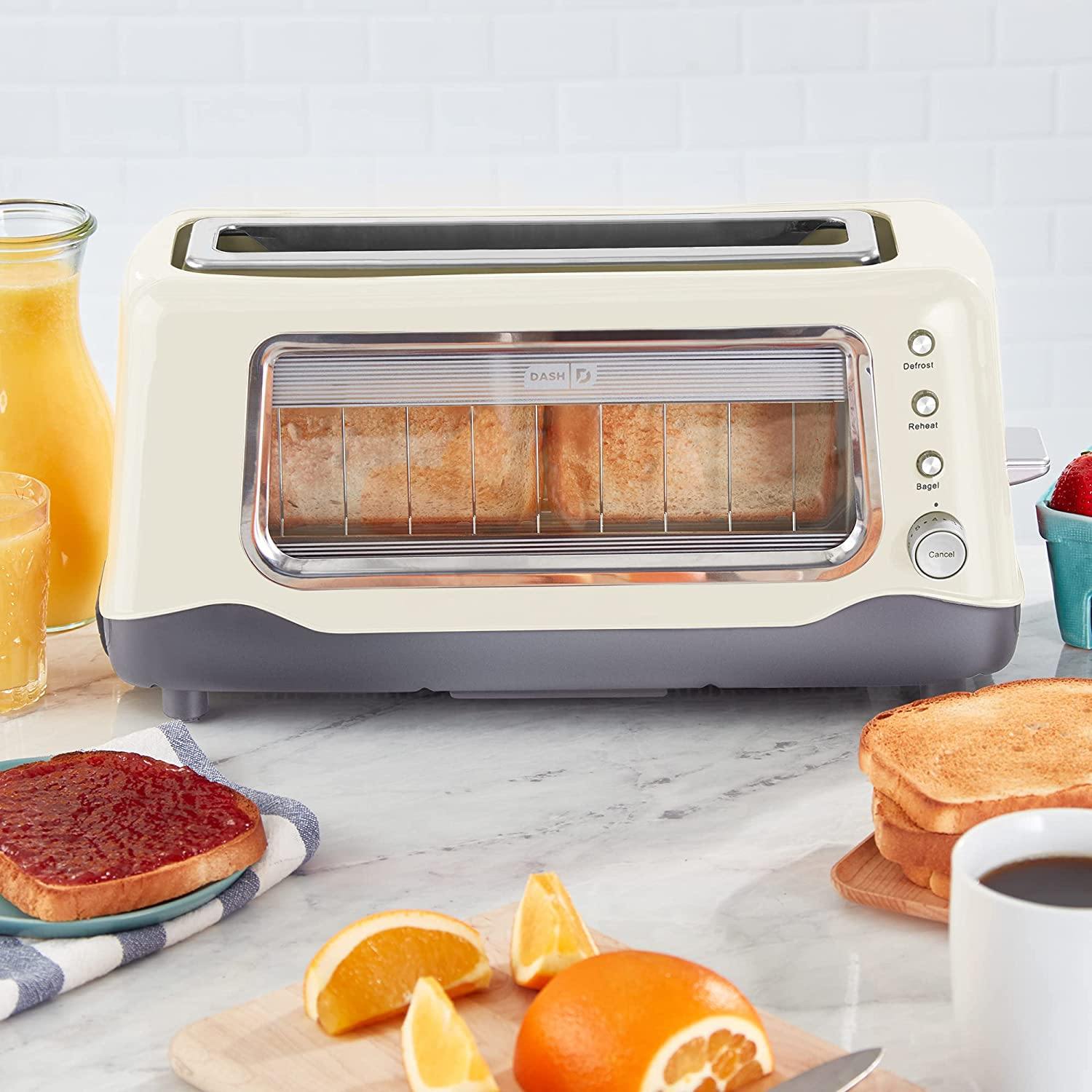 Dash Clear View Toaster: Extra Wide Slot Toaster with Stainless Steel Accents + See Through Window - JOY2ESpree
