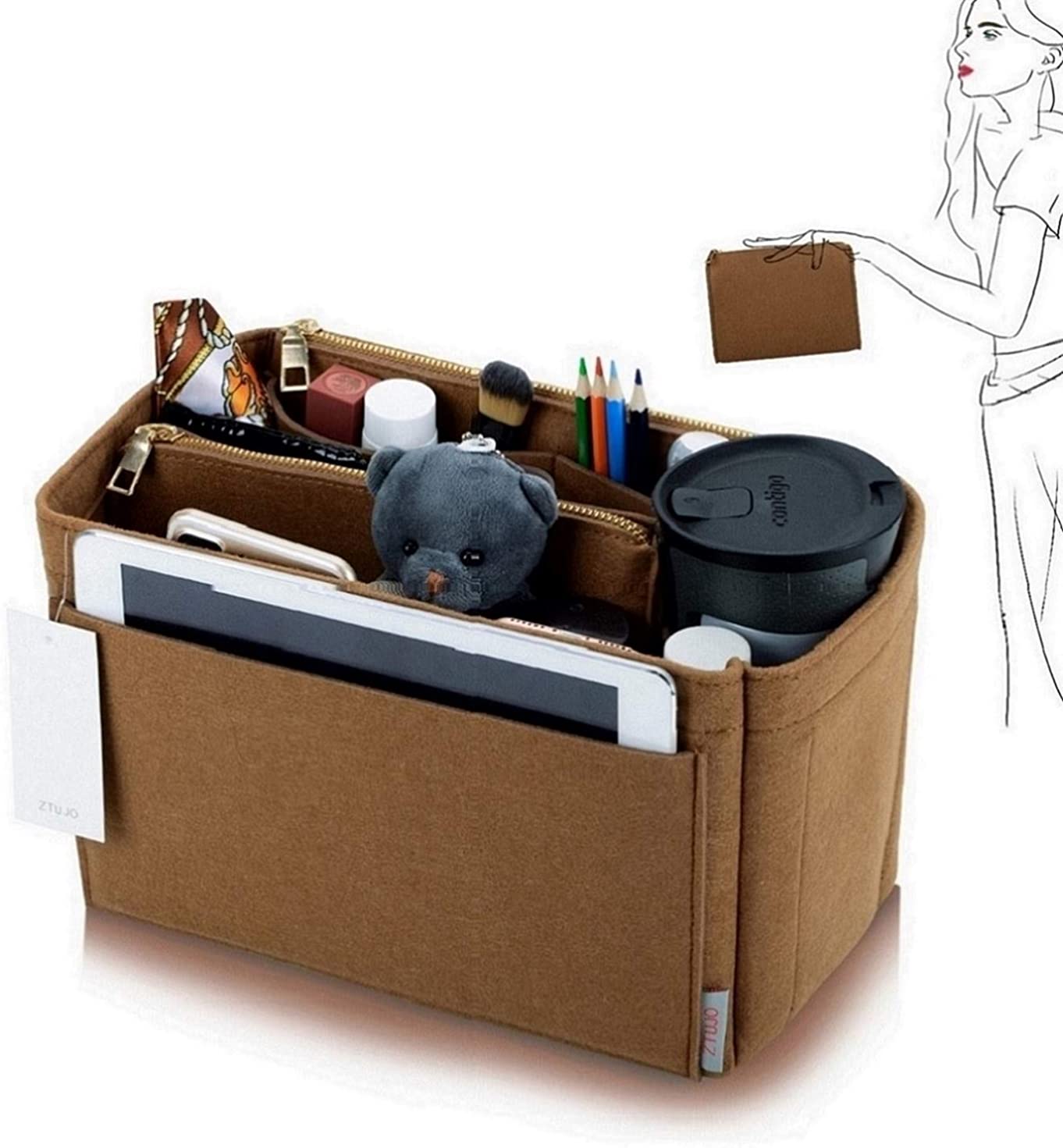 Purse Organizer, Felt Bag Organizer Purse Organizer Insert For LV Speedy, Neverfull, Graceful, Neverfull,Tote, Handbag,Shaper