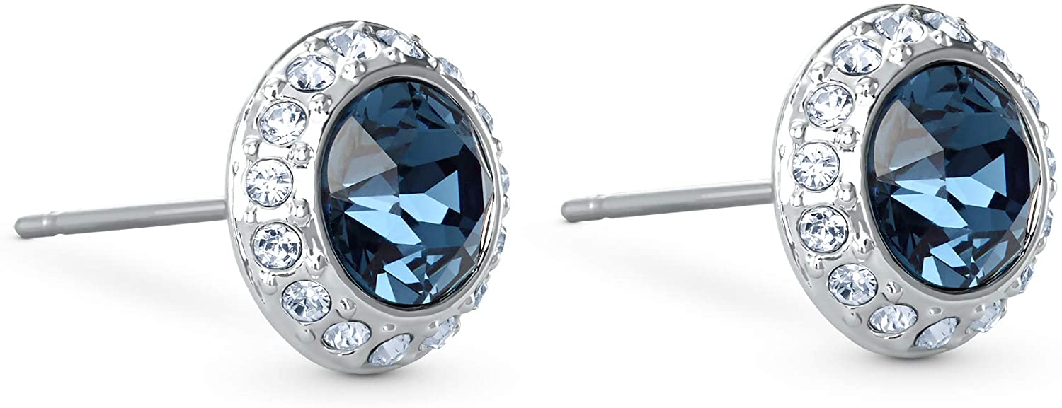 SWAROVSKI Women's Angelic Stud Earring Jewelry Collection, Rhodium Finish, Blue Crystals, Clear Crystals - JOY2ESpree