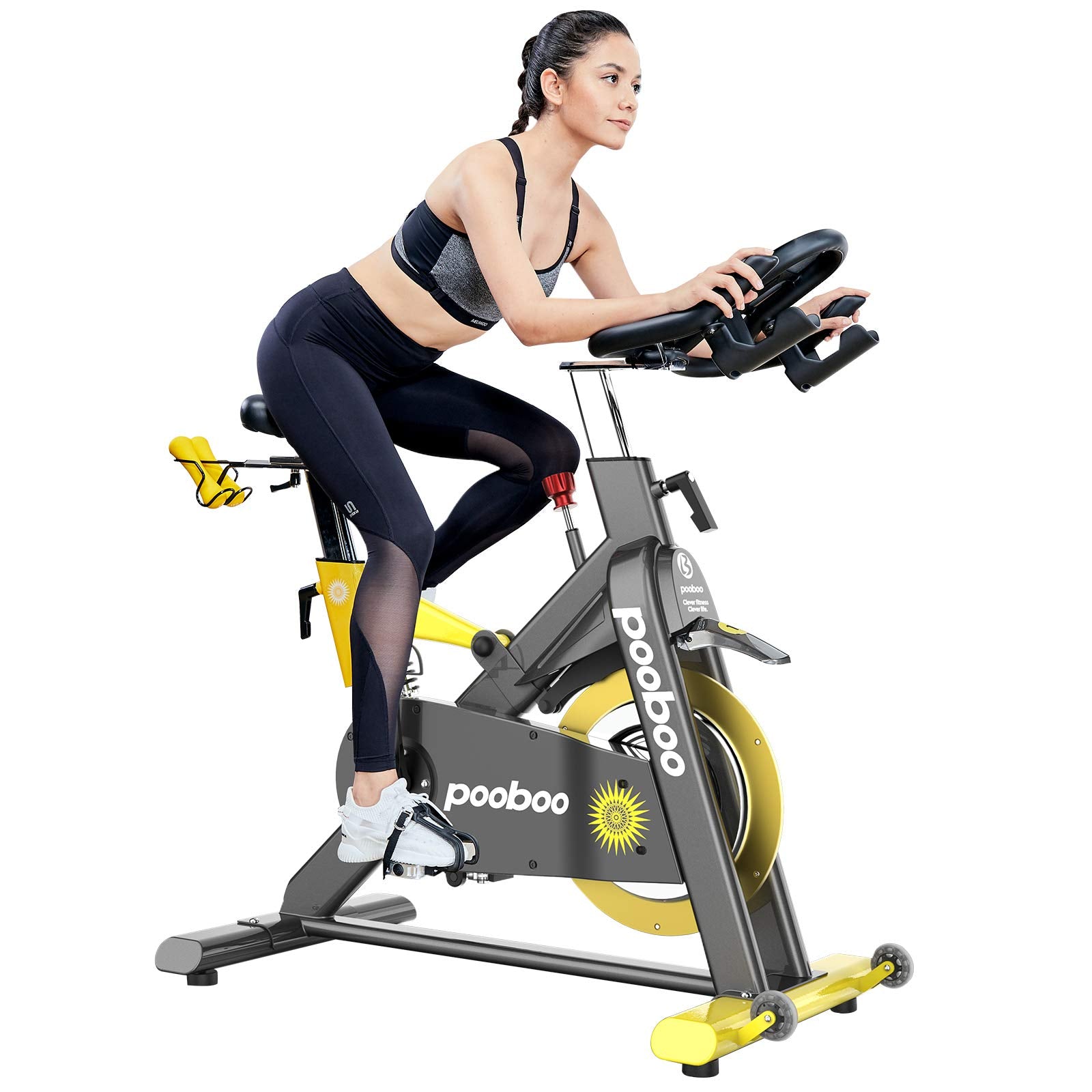 pooboo Commercial Standard Exercise Bike Magnetic Resistance Stationary Bike Indoor Cycling Bike Belt Drive Bike - JOY2ESpree
