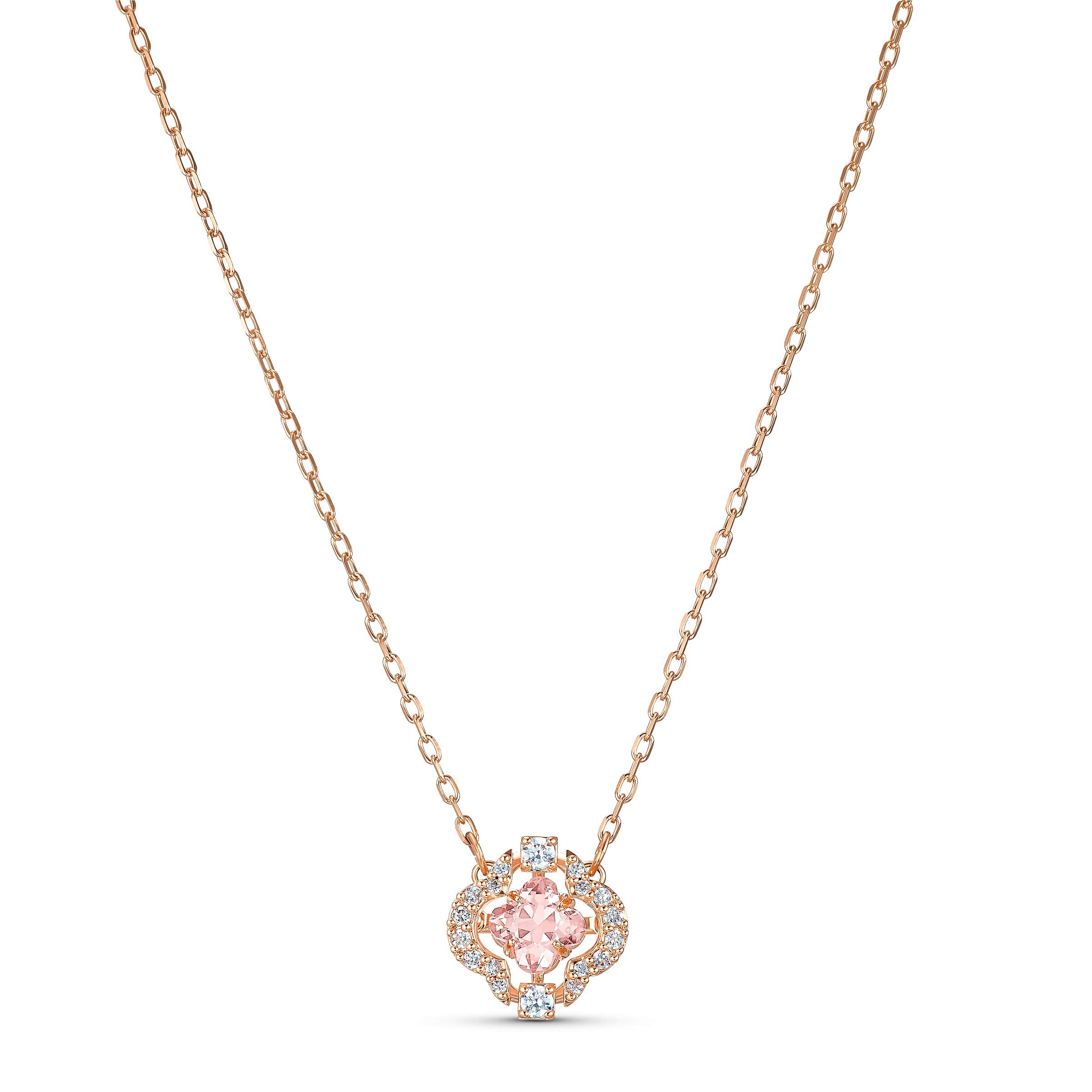 SWAROVSKI Women's Sparkling Dance Clover Jewelry Collection, Rose Gold Tone Finish, Pink Crystals, Clear Crystals - JOY2ESpree